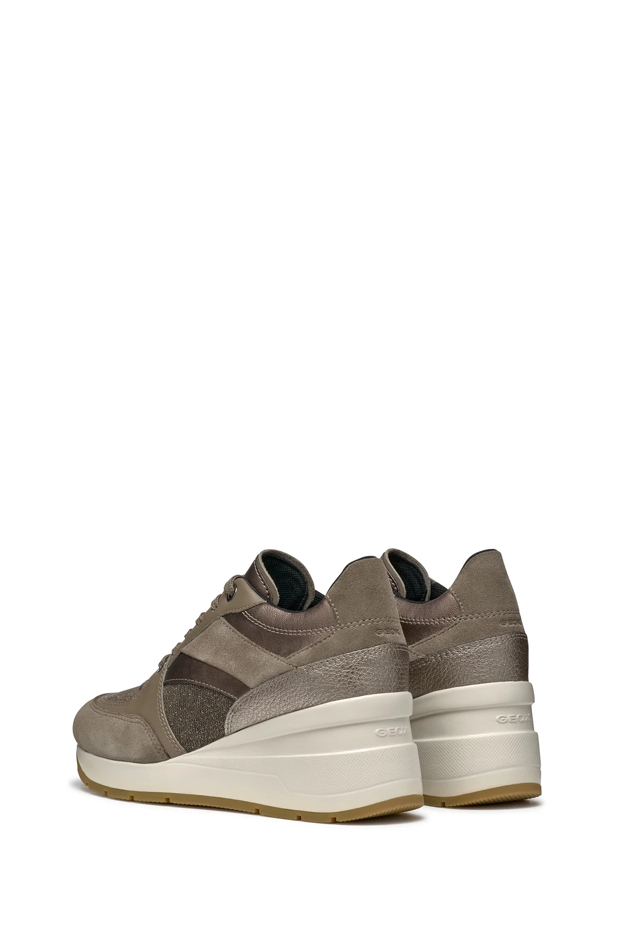 Geox Kadın Vizon Respira Bağcıklı Dolgu Topuklu Deri Sneaker - Image 4