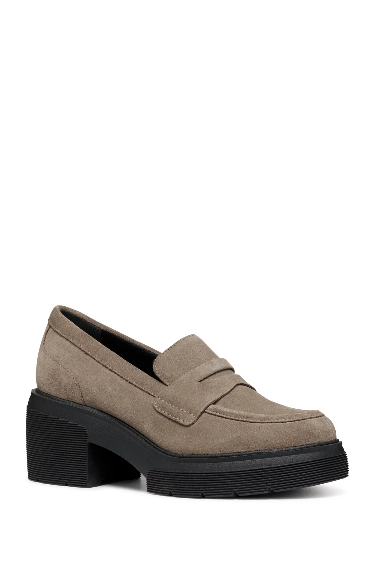 Geox Kadın Vizon Spherica Ec15 Kalın Topuklu Süet Deri Maskülen Loafer - Image 3