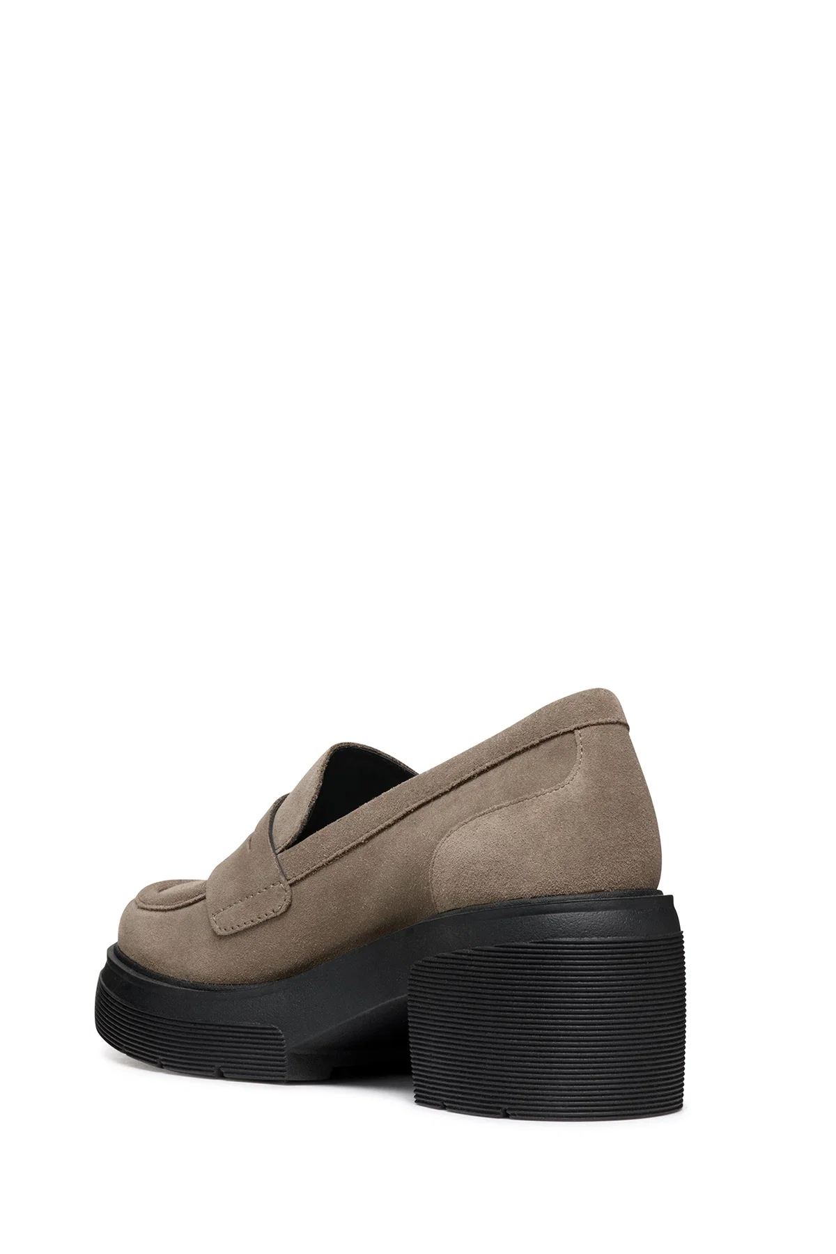 Geox Kadın Vizon Spherica Ec15 Kalın Topuklu Süet Deri Maskülen Loafer - Image 4
