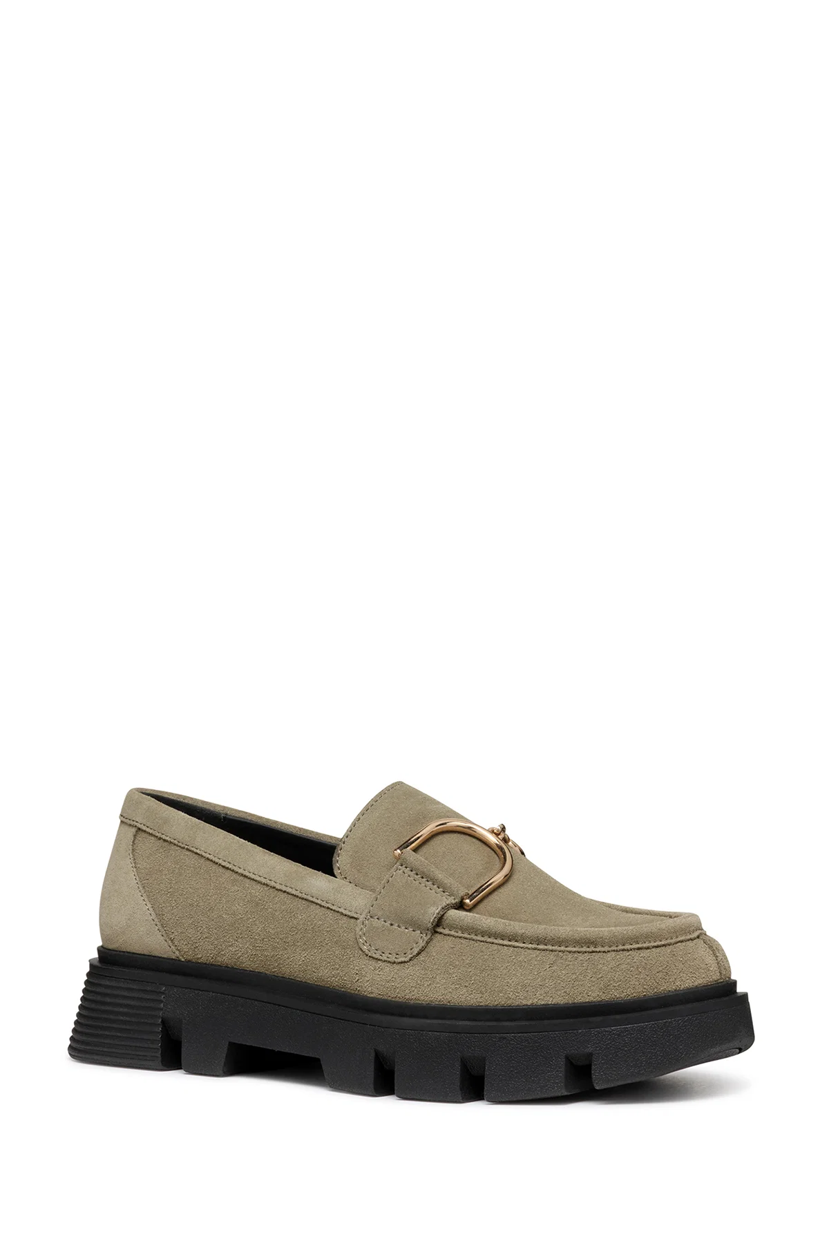 Geox Kadın Vizon Vilde Toka Detaylı Süet Deri Maskülen Loafer - Image 3