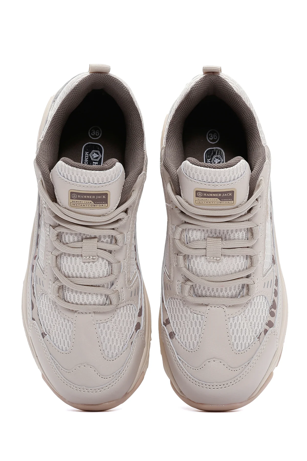 Hammer Jack Kadın Bej Kamuflaj Sneaker - Image 6