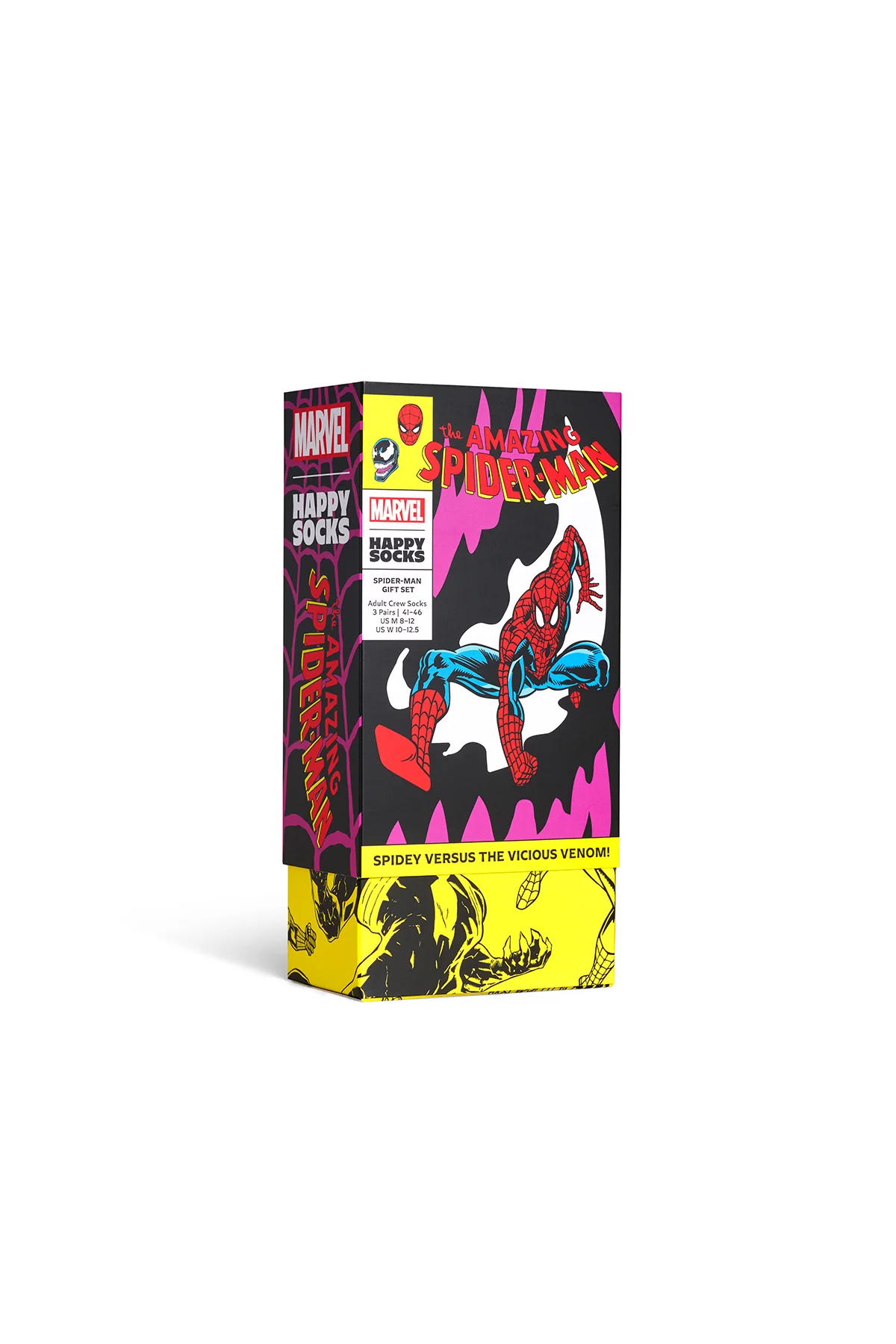 Happy Socks Erkek Çok Renkli Spıder-Man Desenli Pamuklu 3’lü Çorap Seti - Image 6