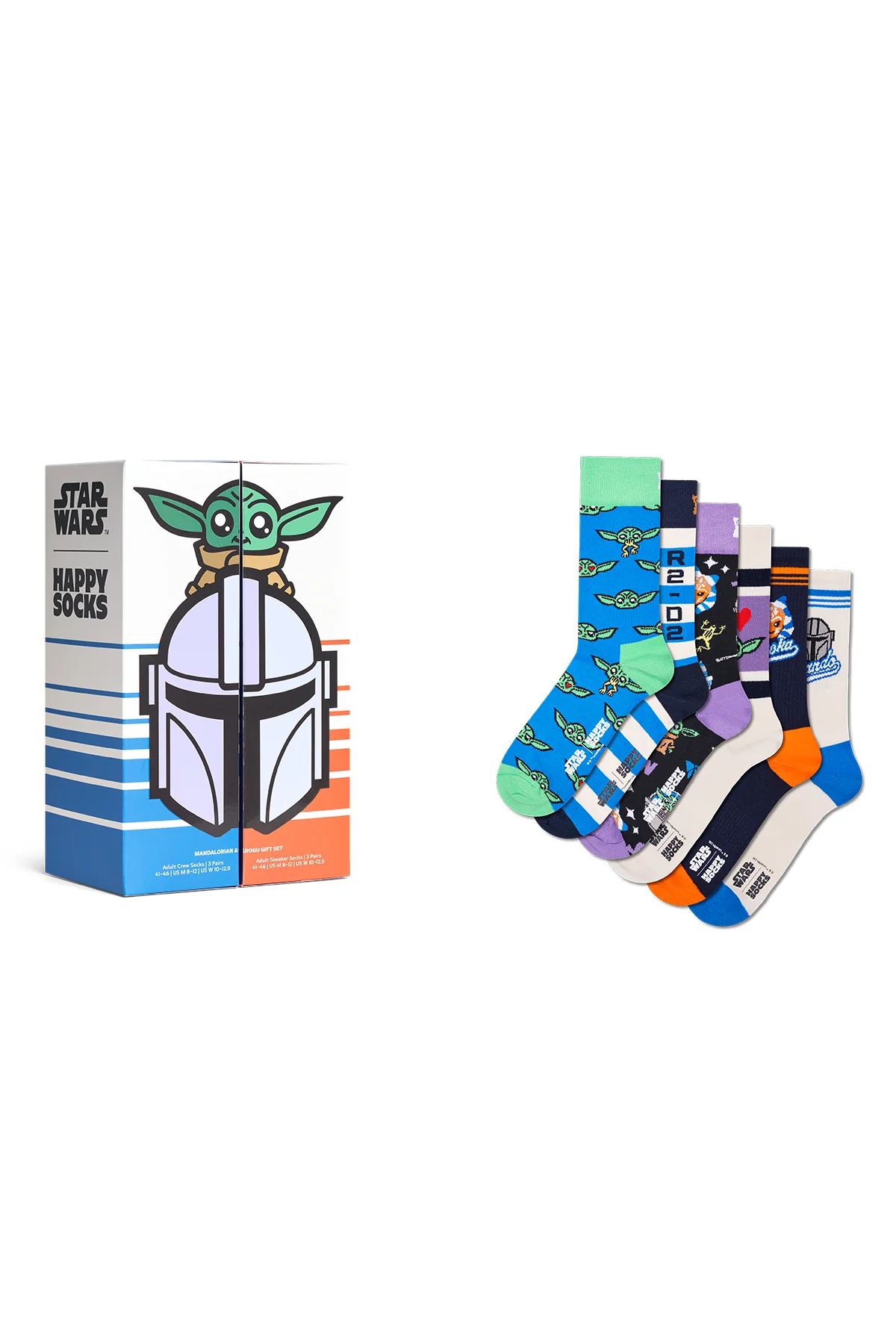 Happy Socks Erkek Çok Renkli Star Wars Mandalorian Temalı 6'lı Çorap Seti - Image 9