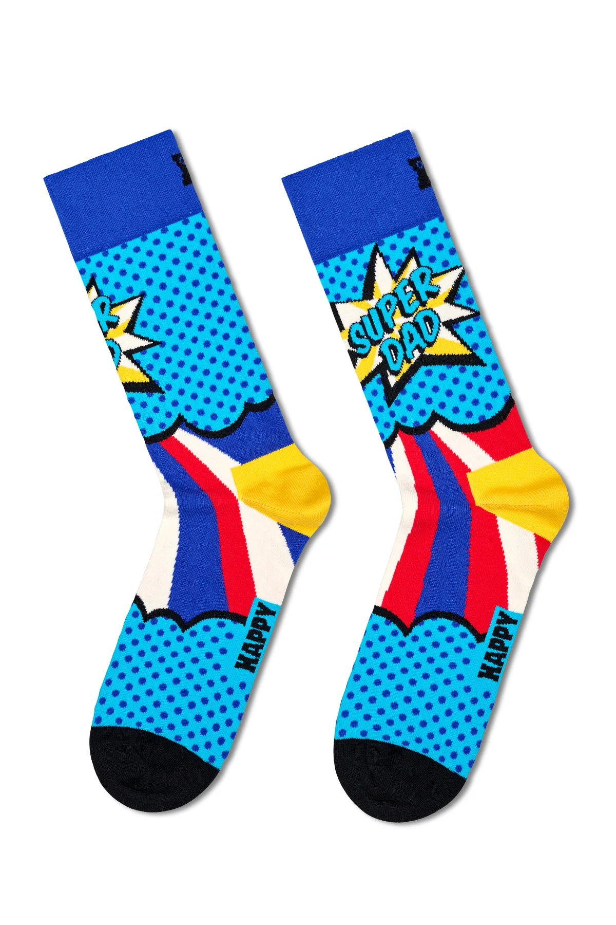 Happy Socks Erkek Çok Renkli Süper Baba Temalı Pamuklu 3’lü Çorap Seti - Image 4