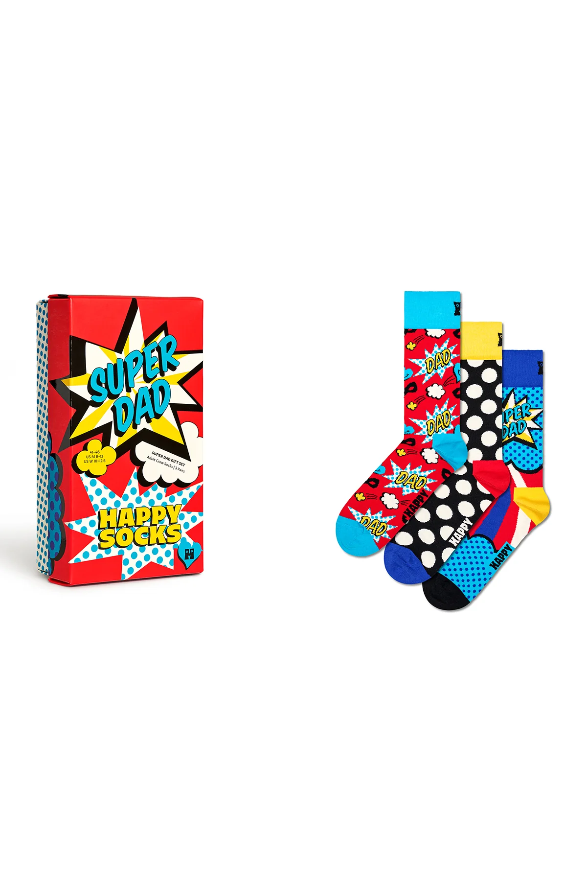 Happy Socks Erkek Çok Renkli Süper Baba Temalı Pamuklu 3’lü Çorap Seti - Image 9