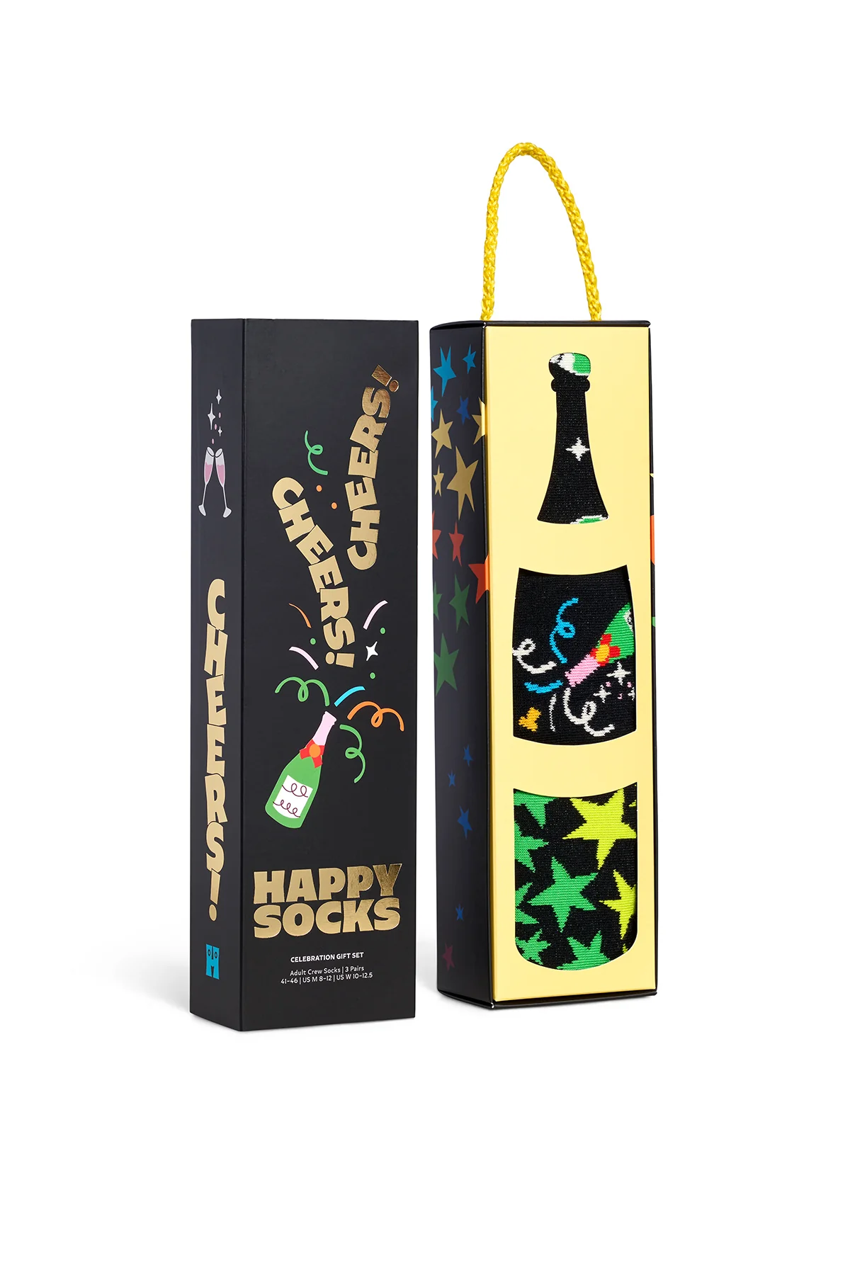 Happy Socks Erkek Siyah Kutlama Desenli 3’lü Pamuklu Çorap Seti - Image 5