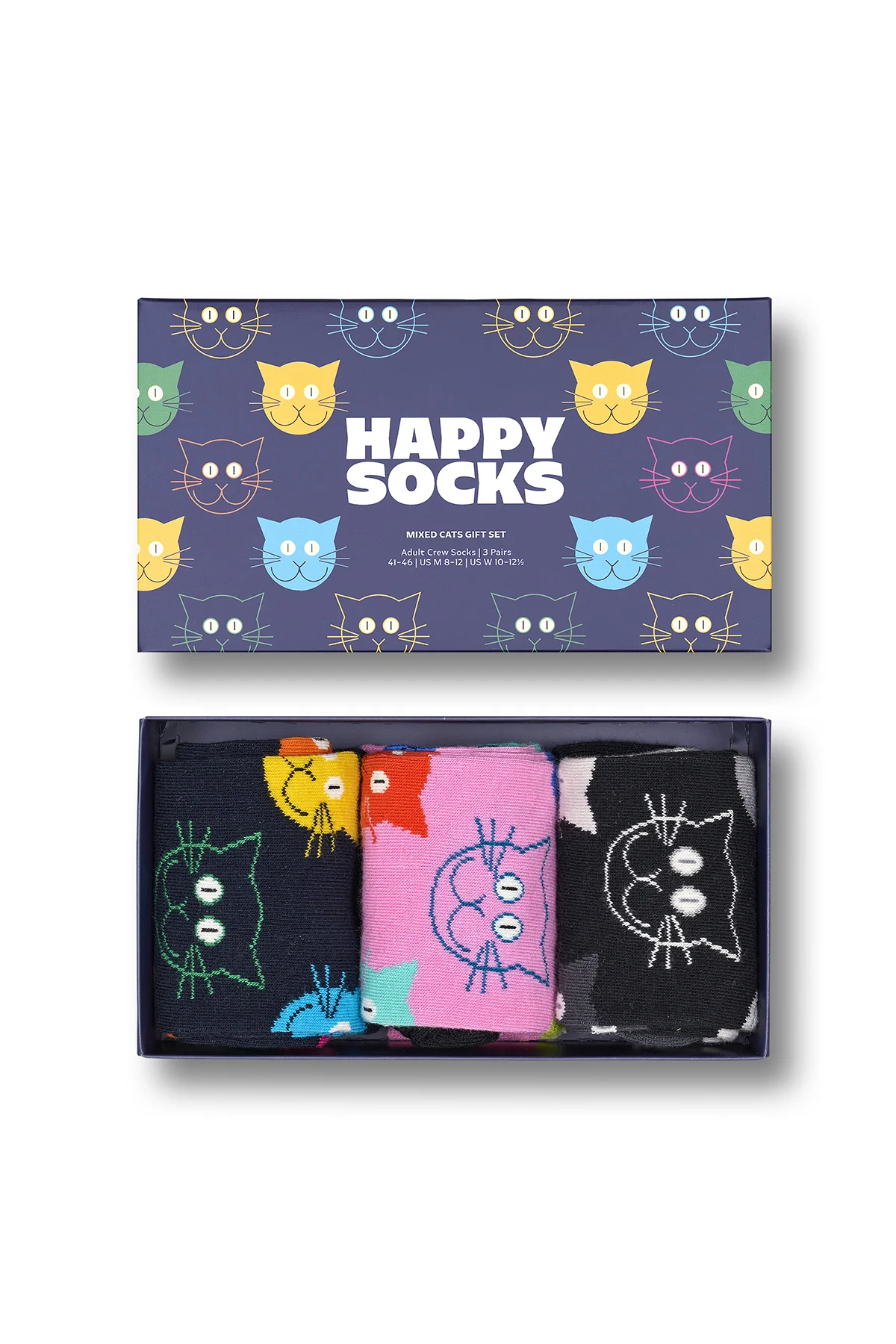 Happy Socks Kadın Çok Renkli Kedi Desenli Pamuklu 3’lü Çorap Seti - Image 5