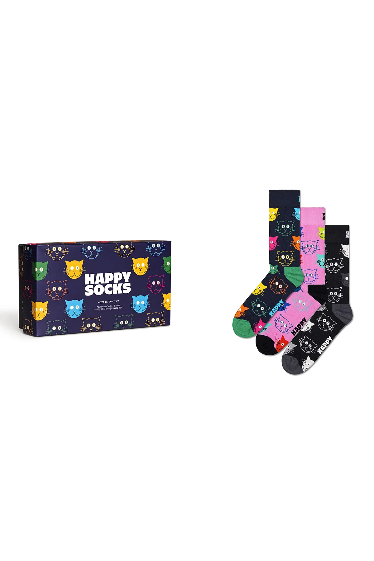 Happy Socks Kadın Çok Renkli Kedi Desenli Pamuklu 3’lü Çorap Seti - Image 7