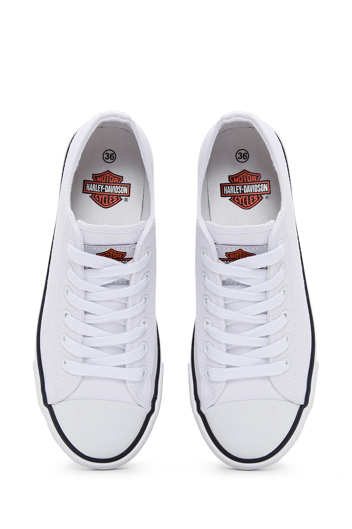 Harley Davidson Kadın Beyaz Ontario Kumaş Sneaker - Image 6
