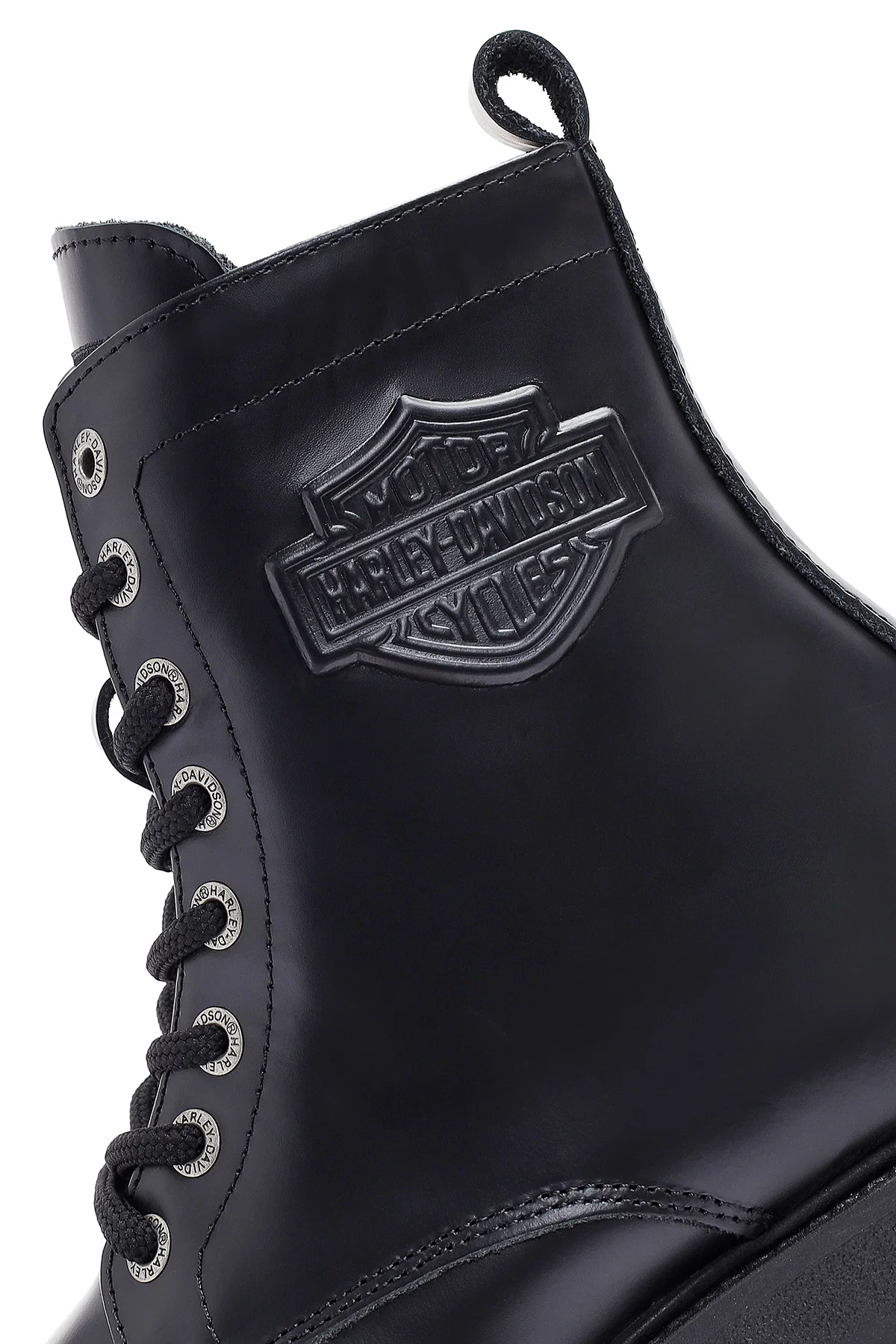Harley Davidson Kadın Siyah Carrie Bağcıklı Fermuar Detaylı Deri Postal Bot - Image 8