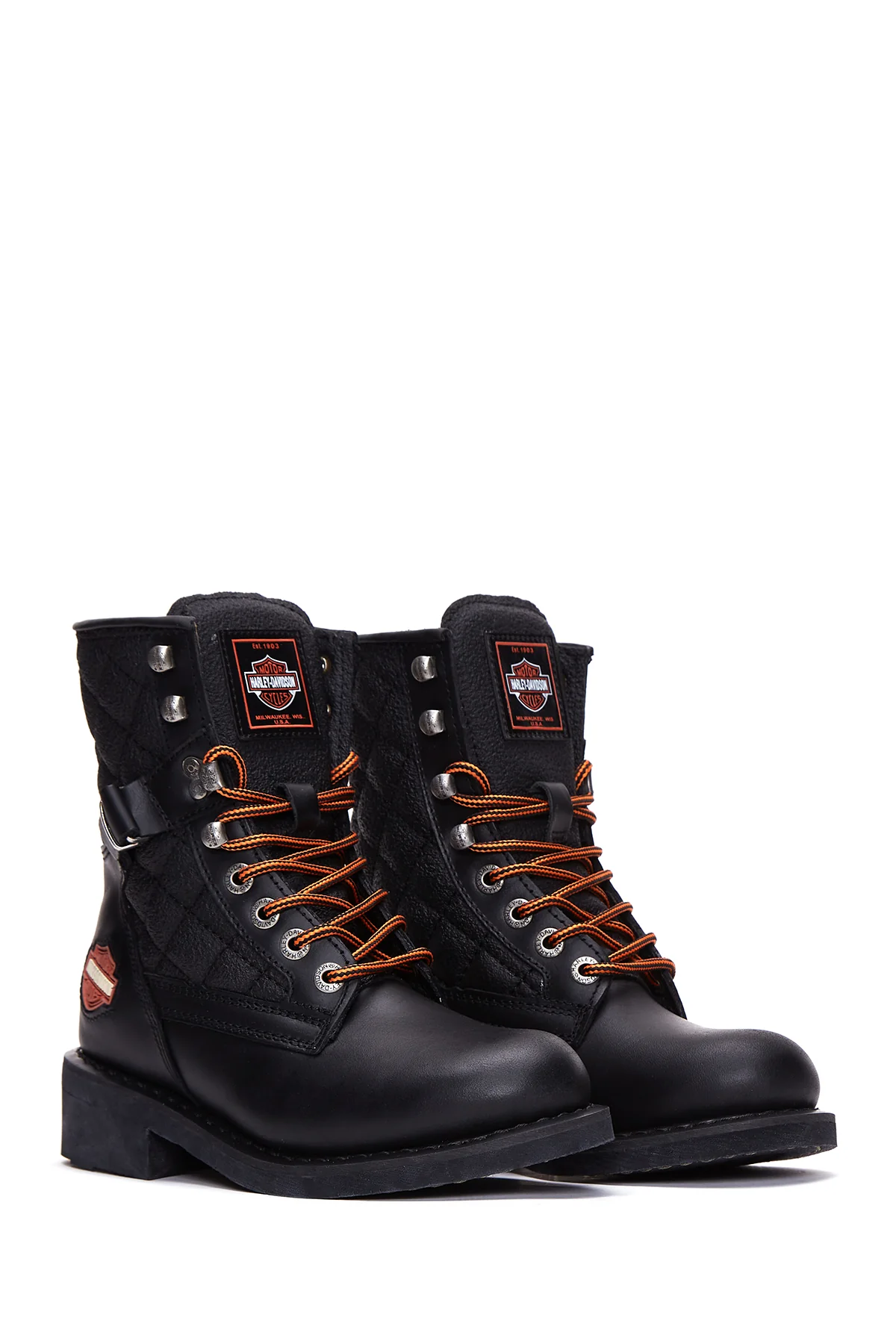 Harley Davidson Kadın Siyah New Worker Deri Postal Bot - Image 4
