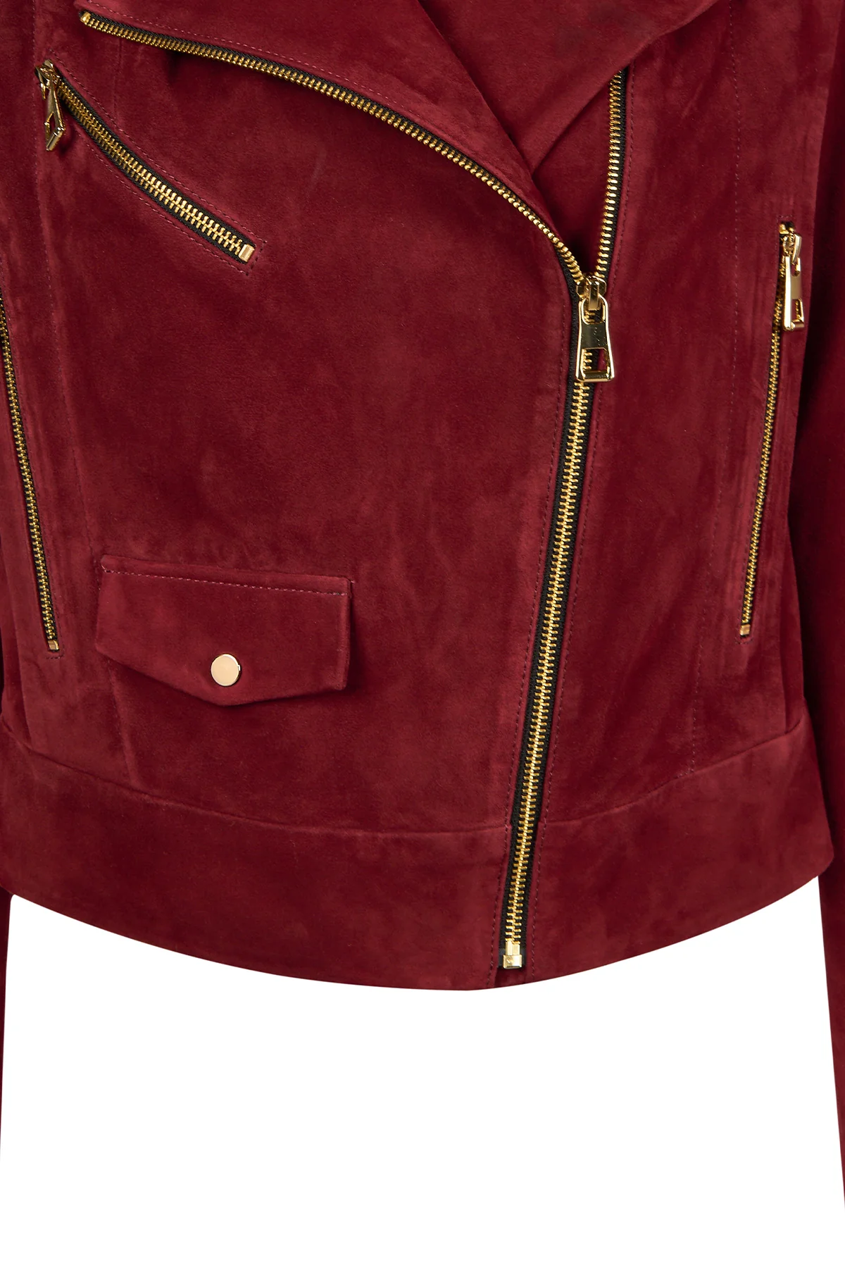 İbiza Kadın Bordo Biker Süet Deri Ceket - Image 6