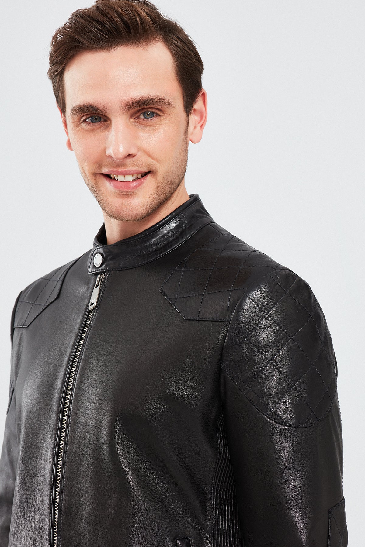 Jackson Erkek Siyah Slim-Fit Spor Deri Mont - Image 5