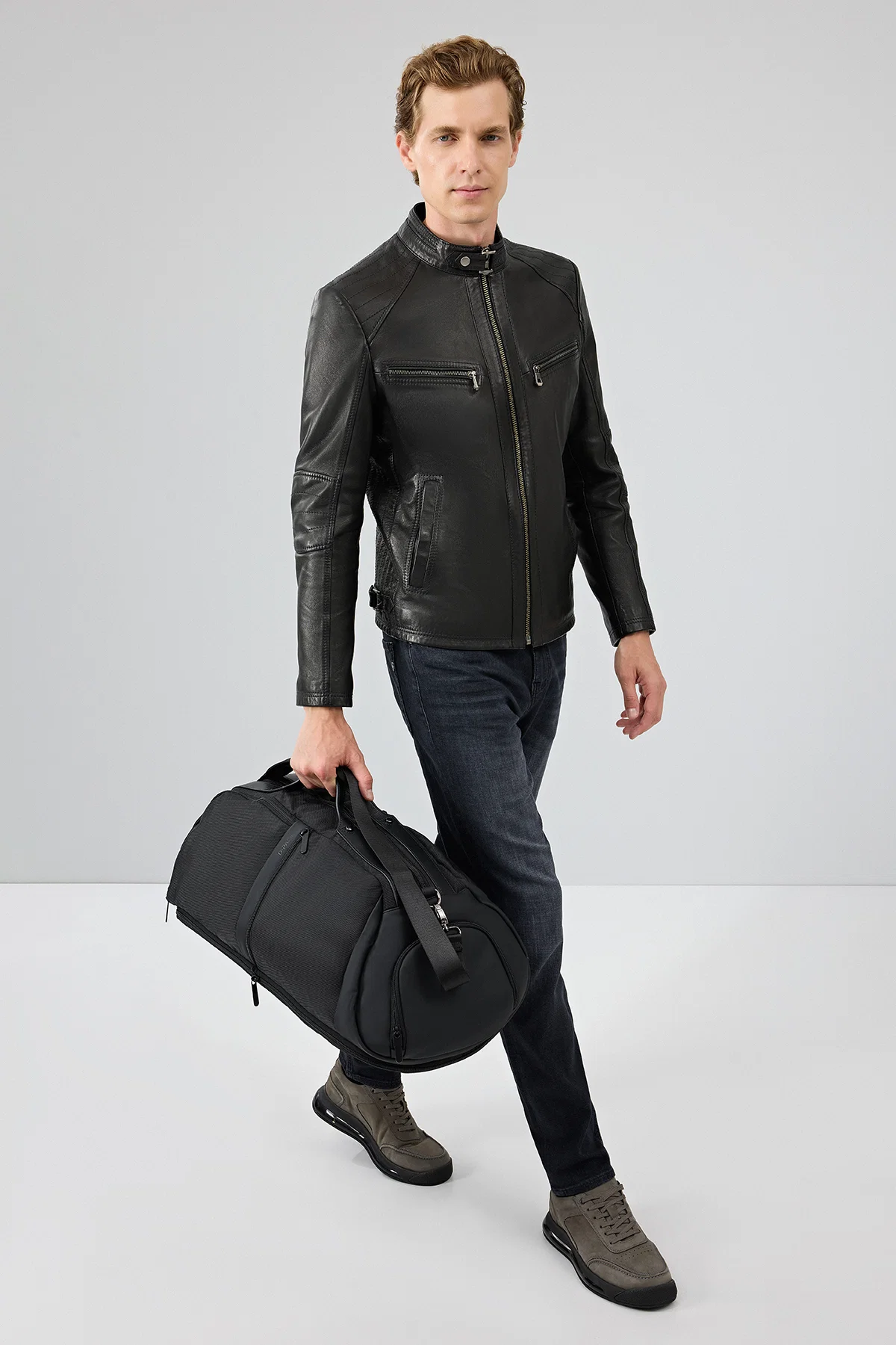 Jefferson Erkek Siyah Hakim Yaka Slim-Fit Deri Ceket - Image 9