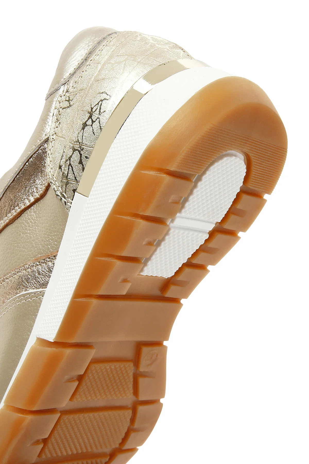 Kadın Altın Bağcıklı Yandan Fermuarlı Deri Sneaker - Image 8