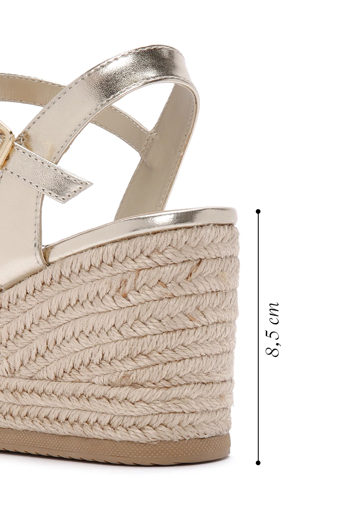 Kadın Altın Bilekten Bantlı Metalik Dolgu Topuklu Espadril - Image 11