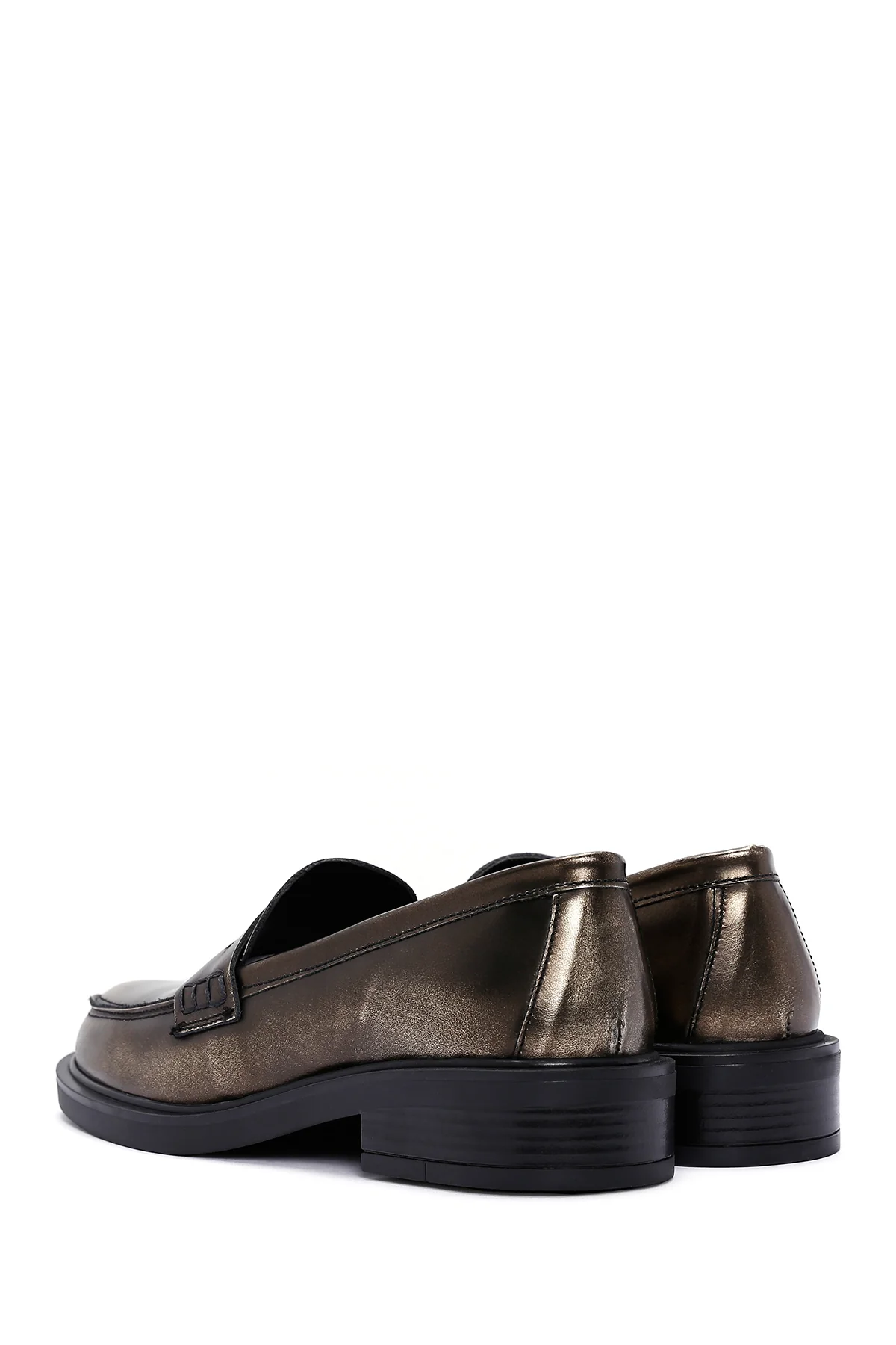 Kadın Altın Deri Casual Loafer - Image 5