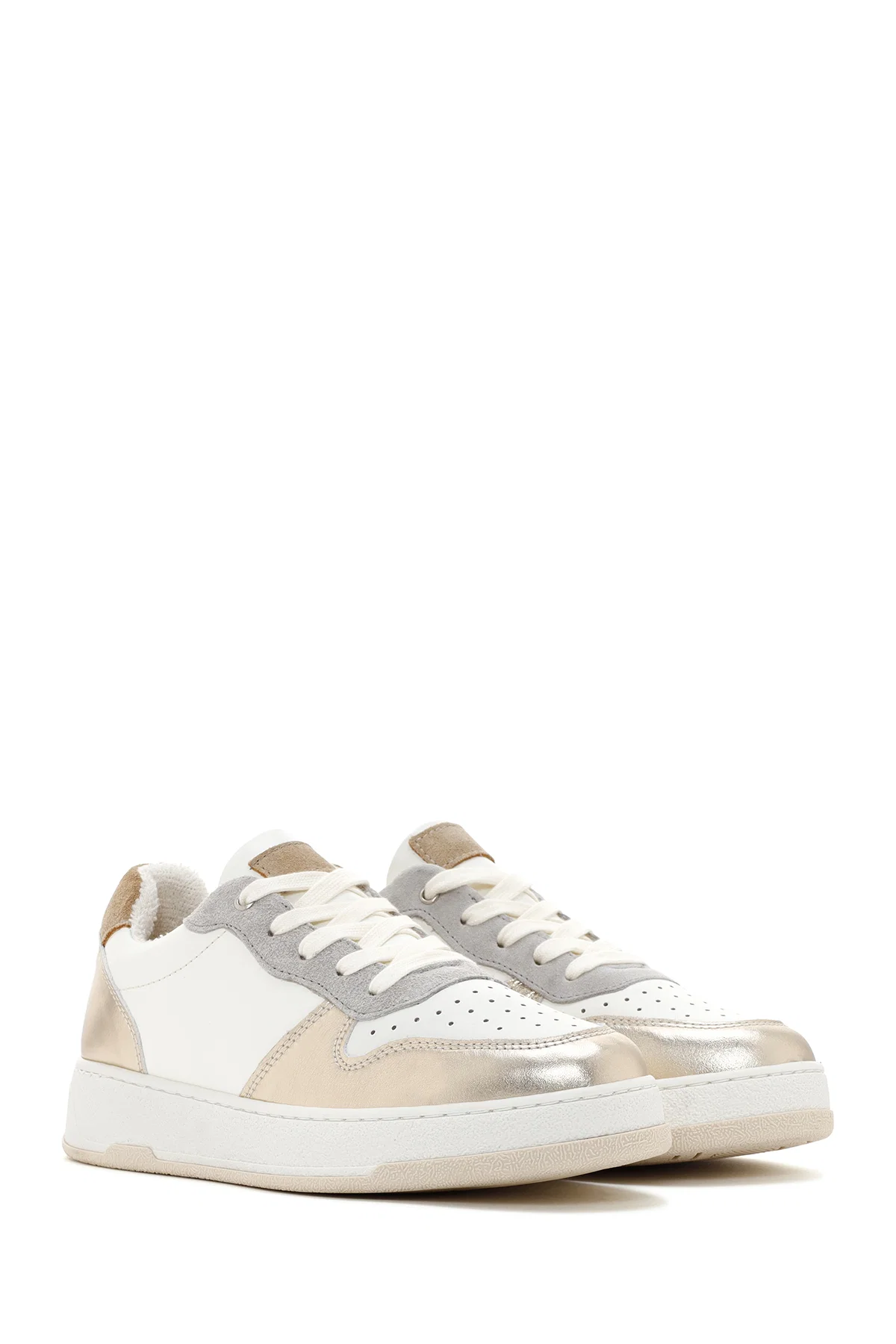 Kadın Altın Deri Sneaker - Image 3