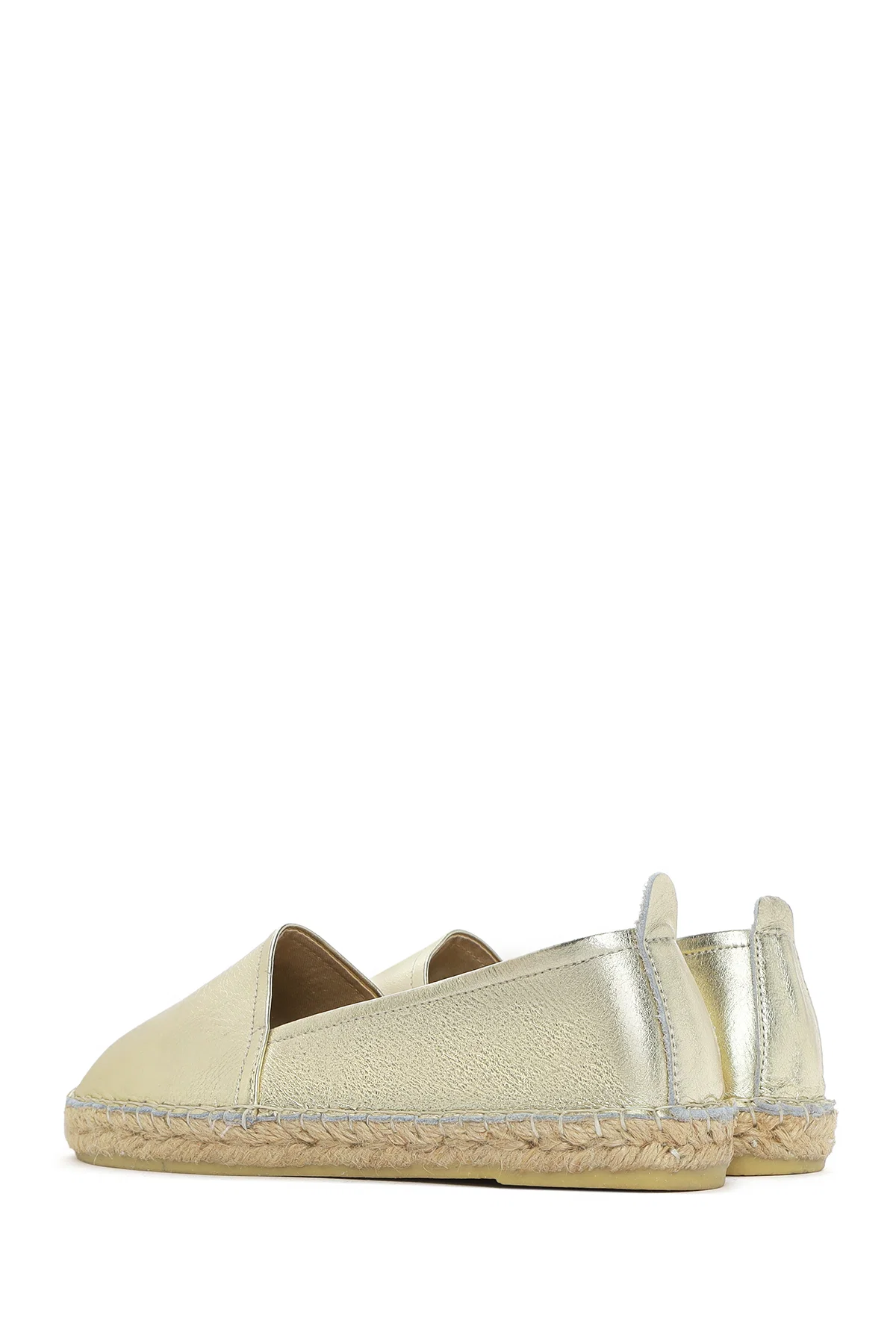 Kadın Altın Metalik Deri Espadril - Image 5