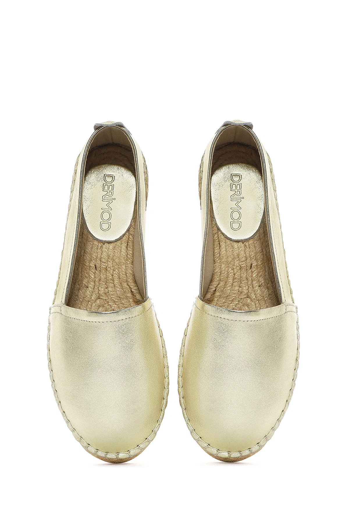 Kadın Altın Metalik Deri Espadril - Image 7