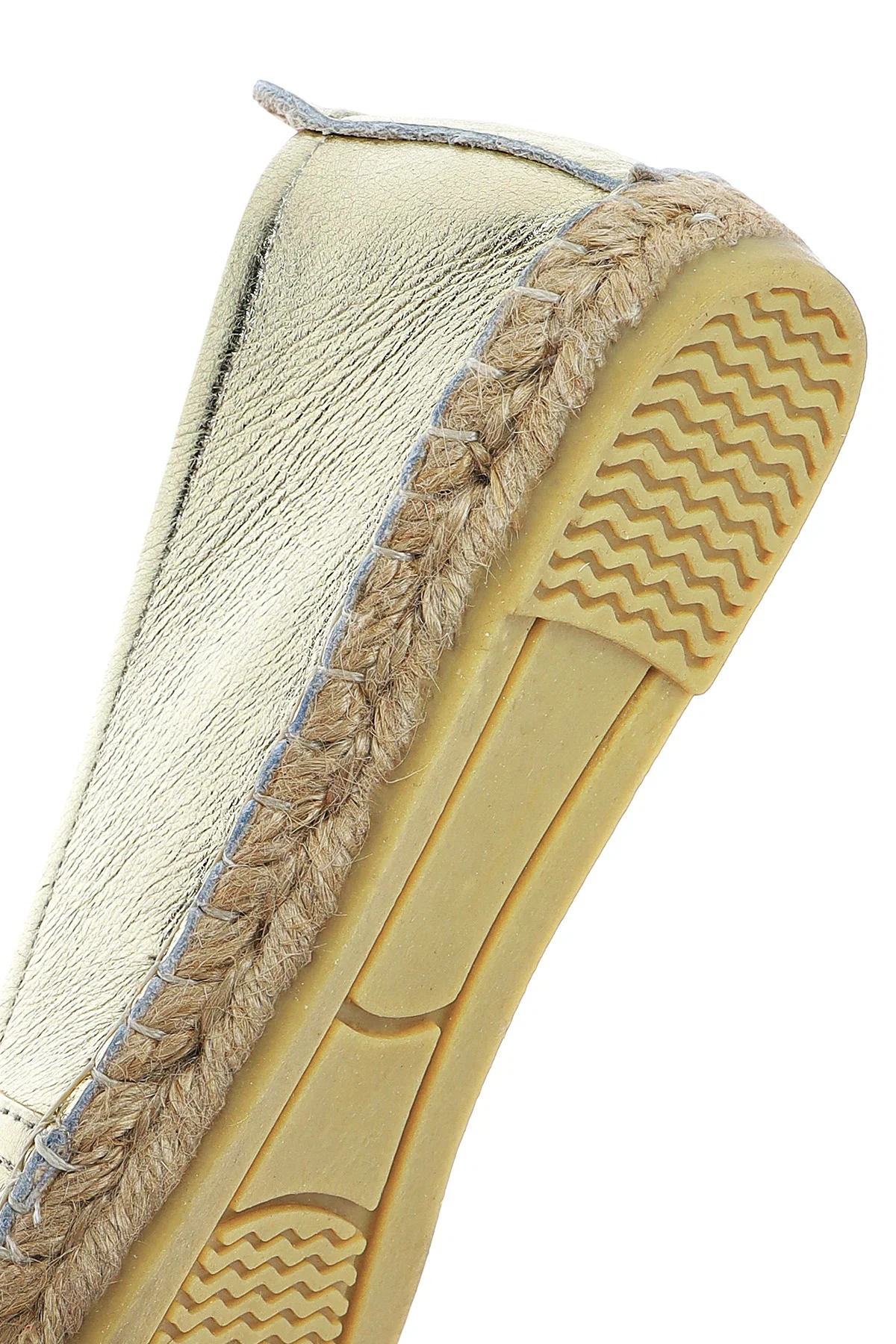 Kadın Altın Metalik Deri Espadril - Image 8