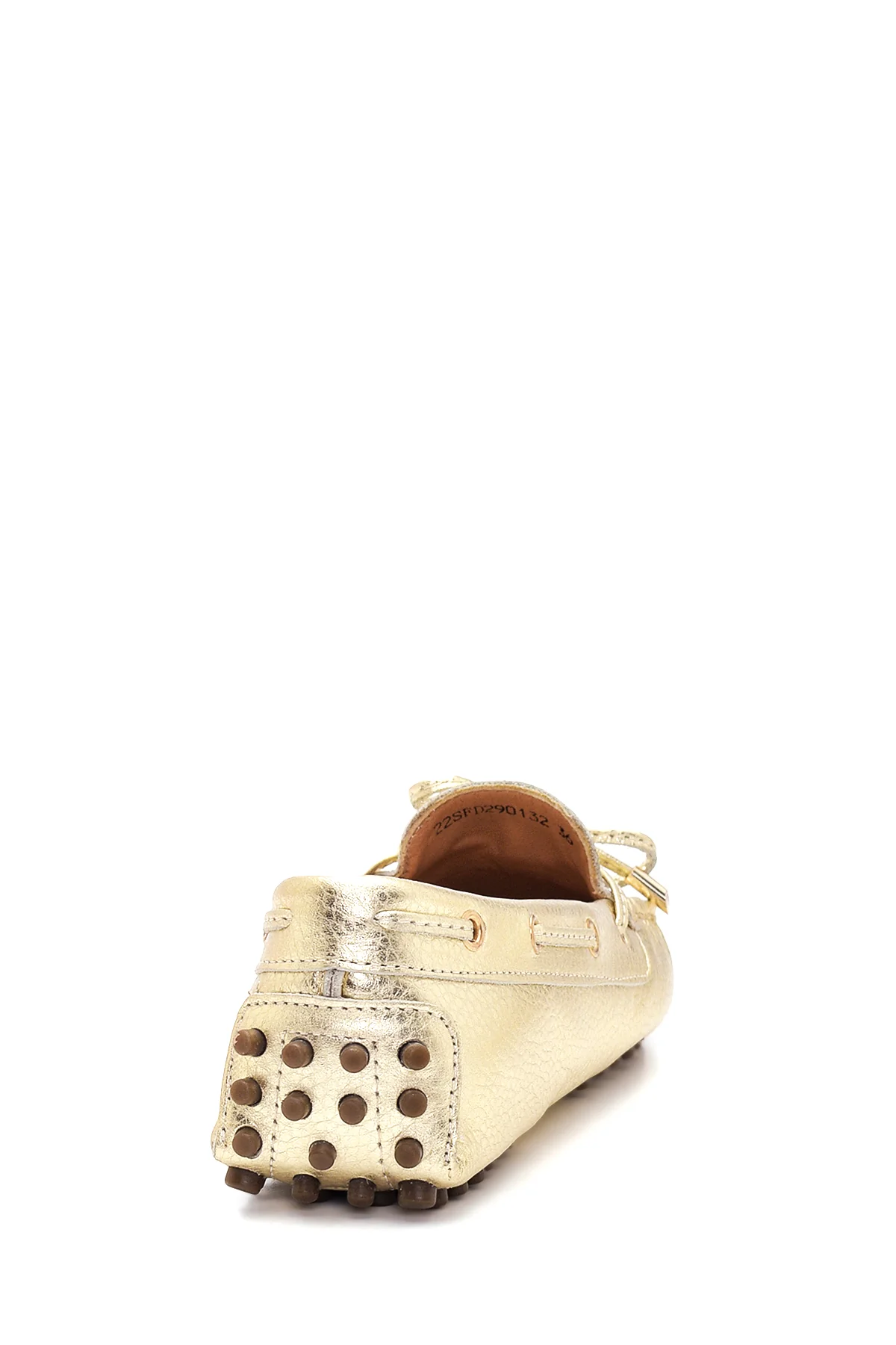 Kadın Altın Metalik Deri Loafer - Image 5