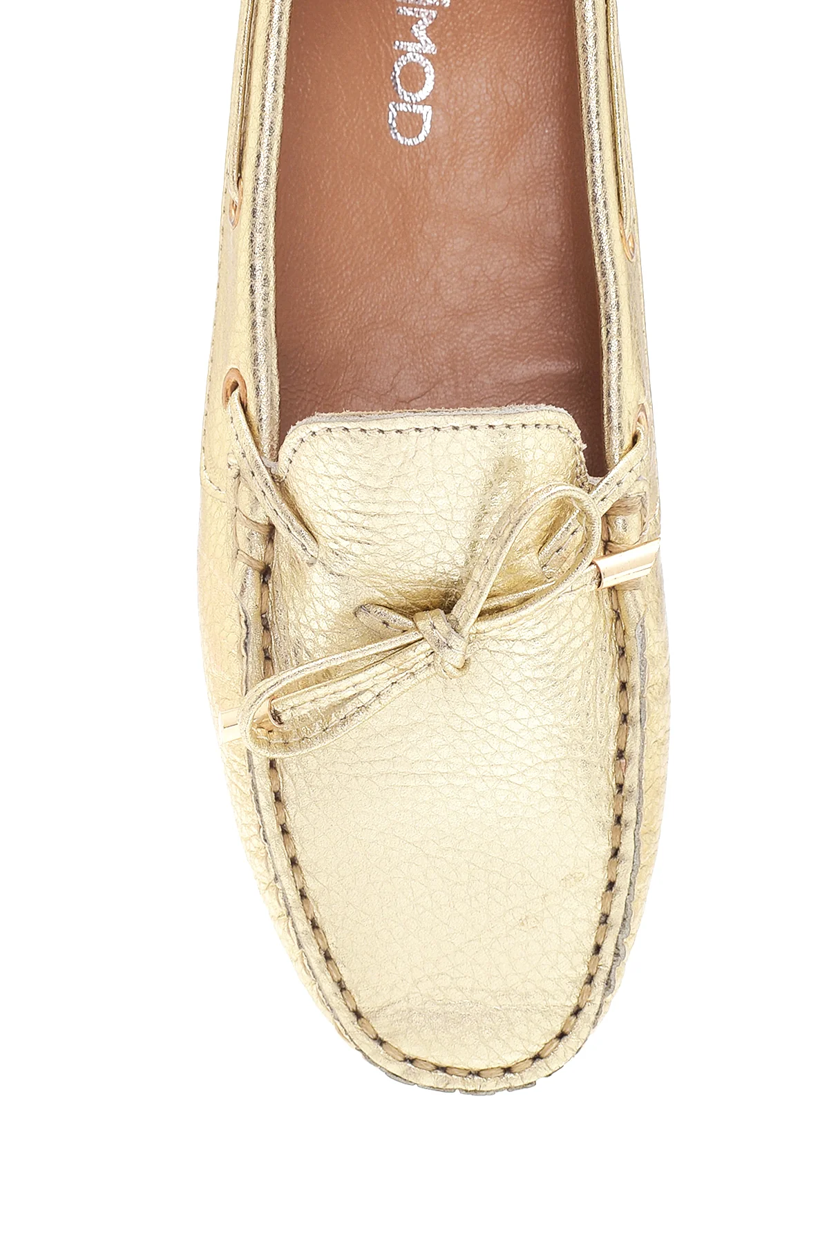 Kadın Altın Metalik Deri Loafer - Image 6