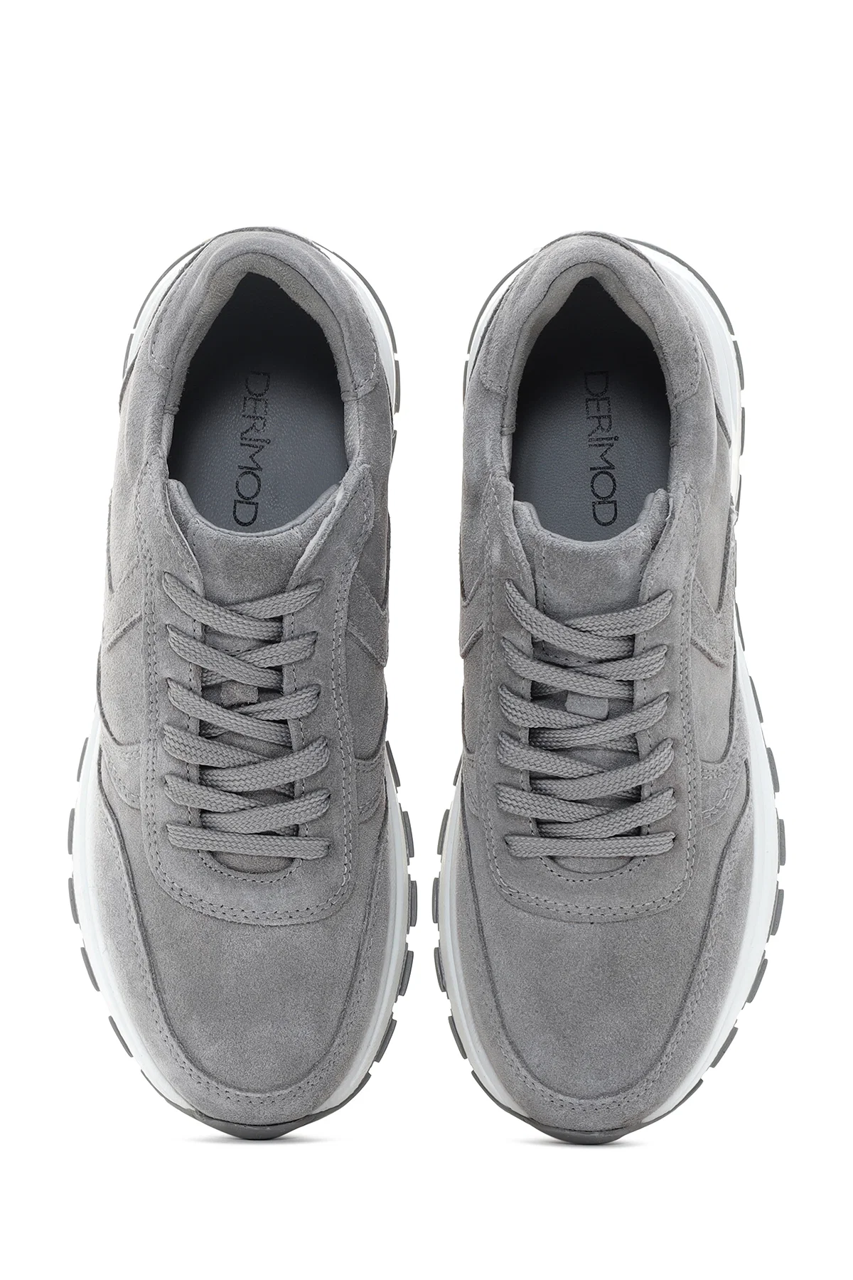 Kadın Antrasit Bağcıklı Süet Deri Sneaker - Image 6
