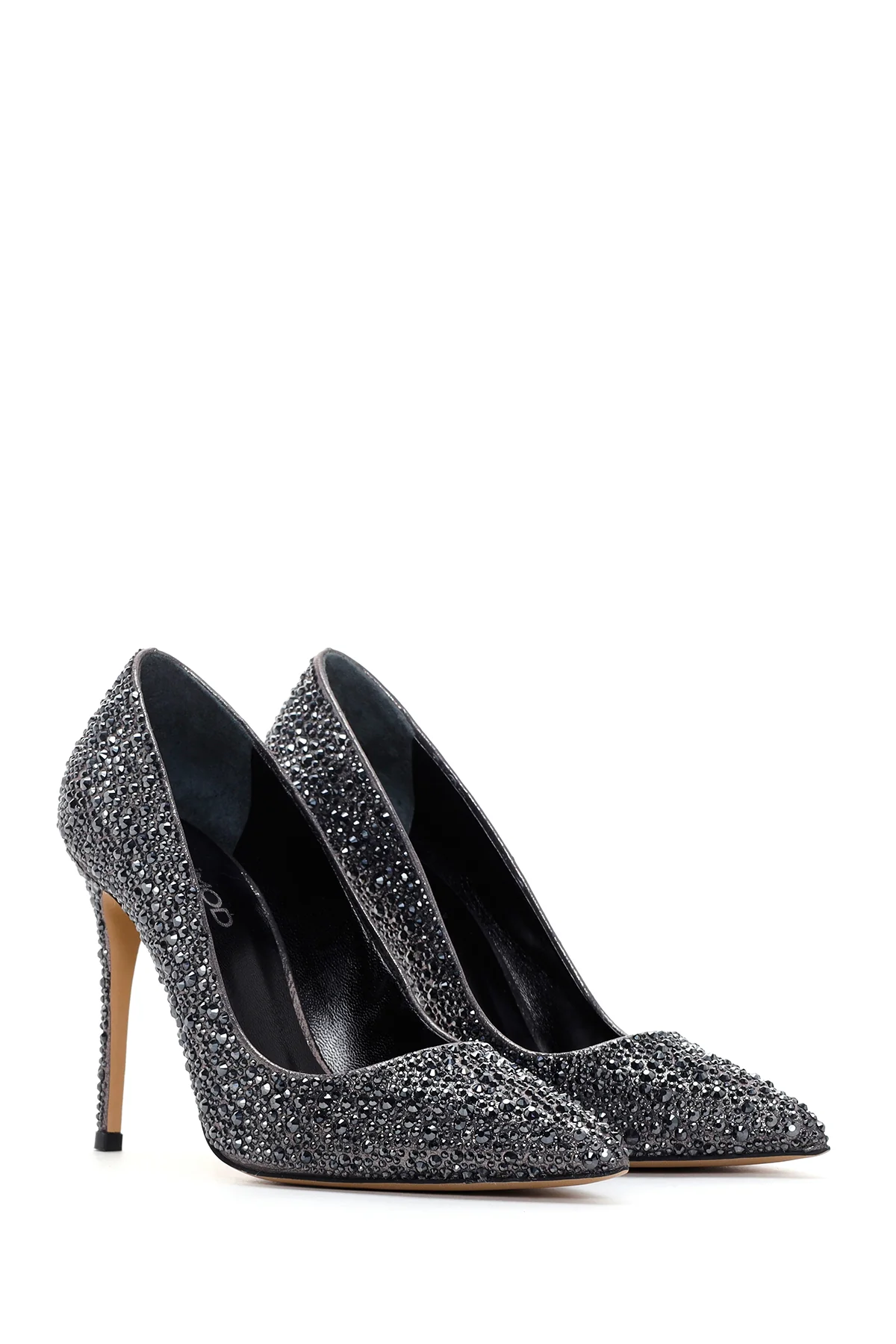 Kadın Antrasit Deri İnce Yüksek Topuklu Stiletto - Image 4