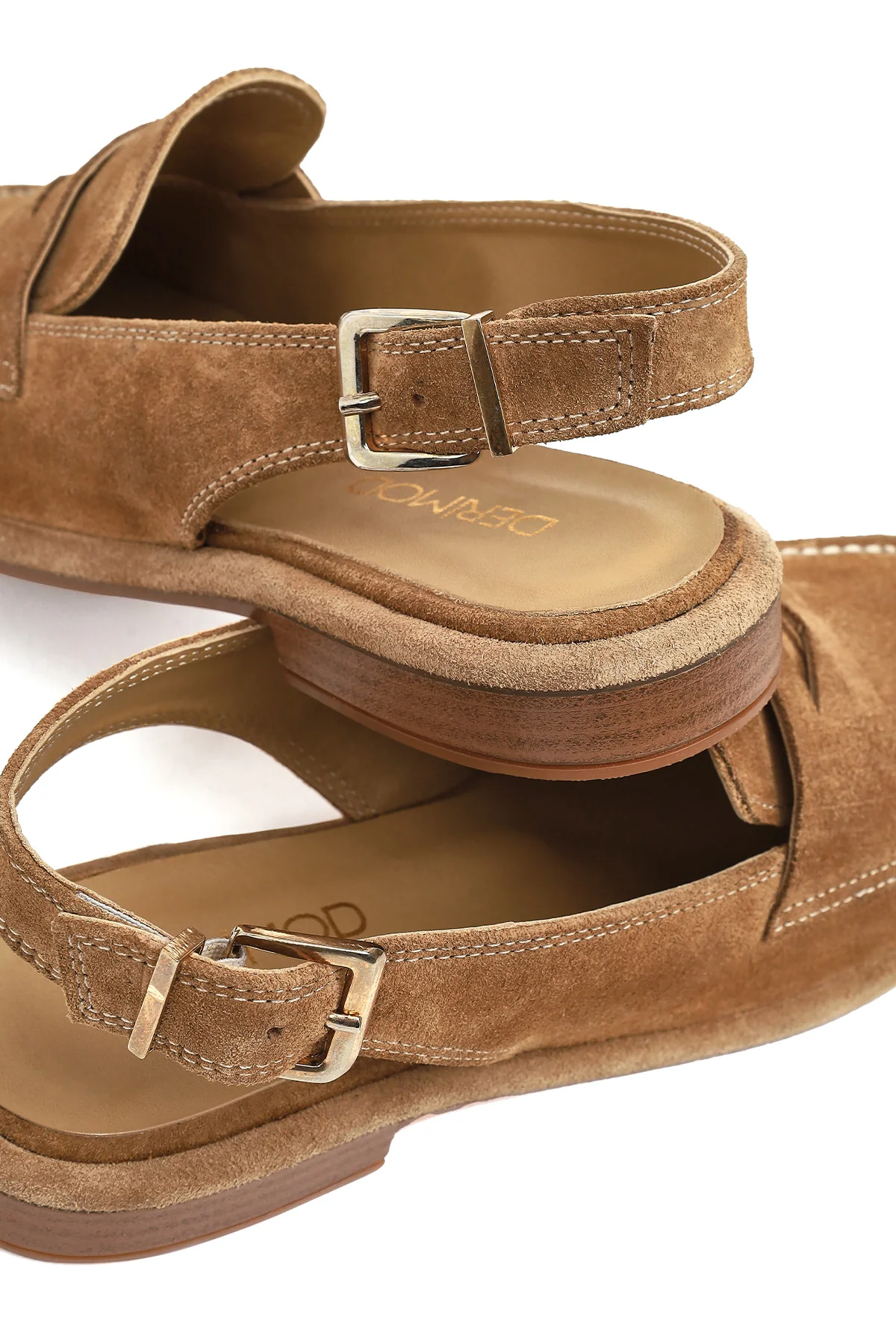 Kadın Bej Arkası Açık Süet Deri Loafer - Image 11