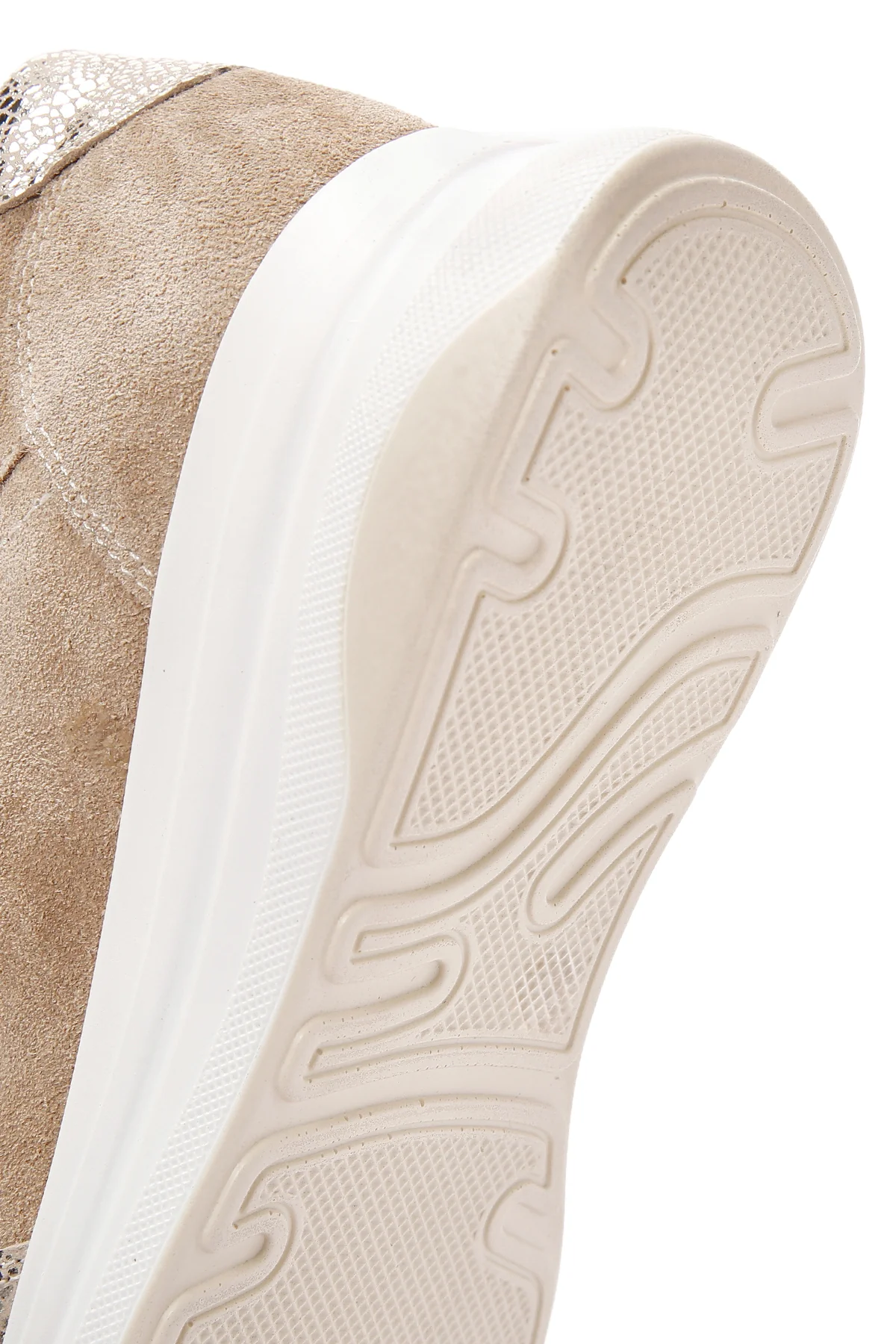 Kadın Bej Bağcıklı Deri Sneaker - Image 8