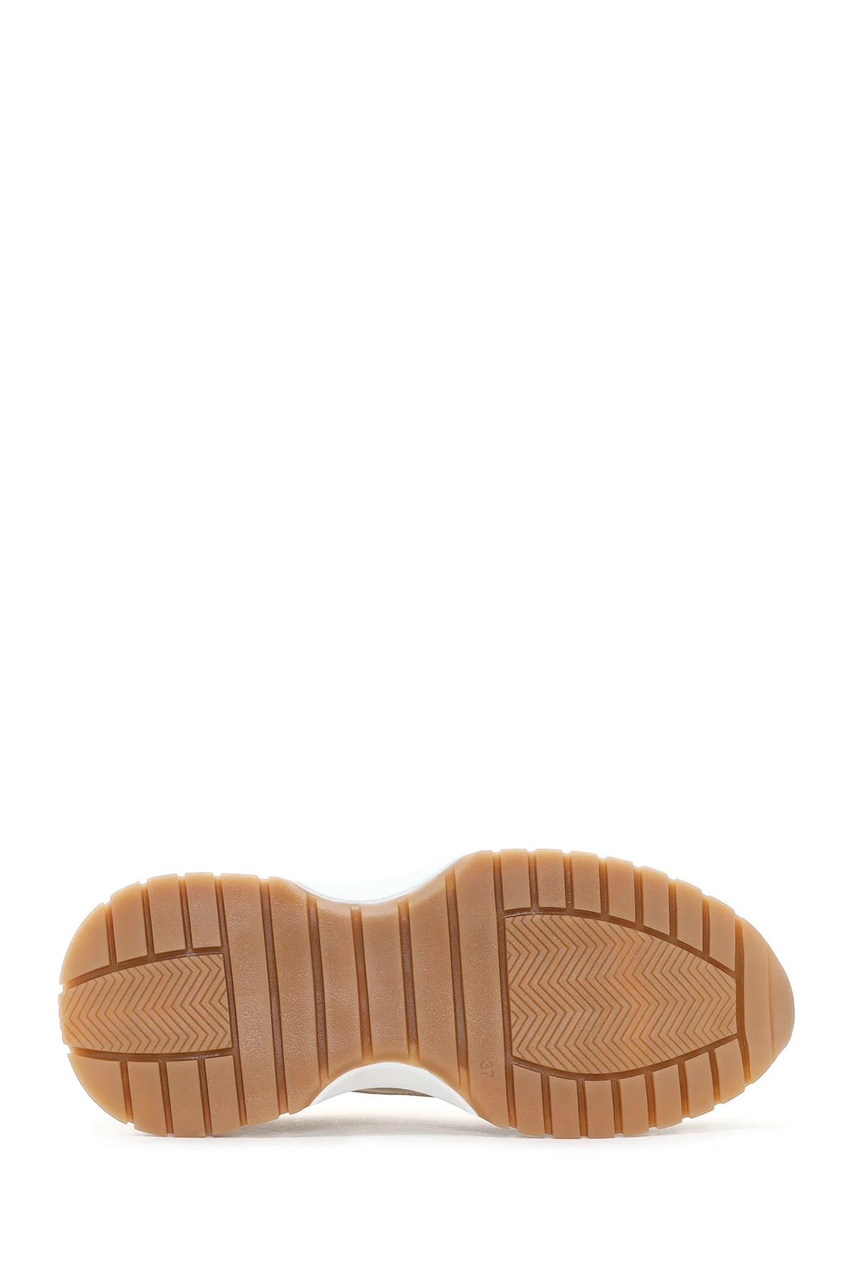 Kadın Bej Bağcıklı Deri Sneaker - Image 5