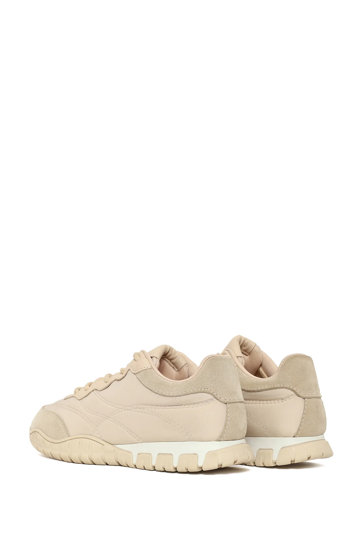 Kadın Bej Bağcıklı Deri Sneaker - Image 7