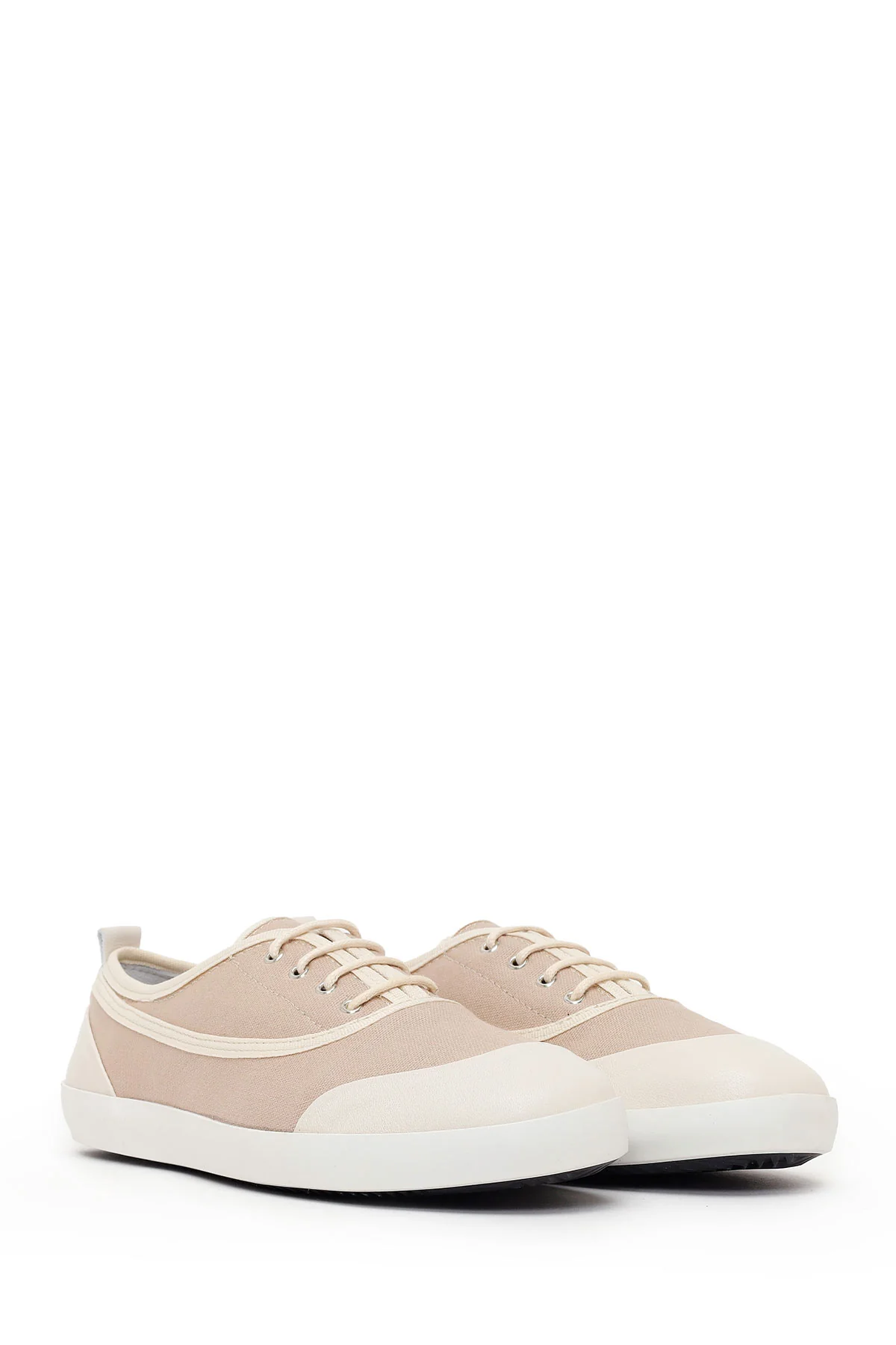 Kadın Bej Bağcıklı Deri Sneaker - Image 2