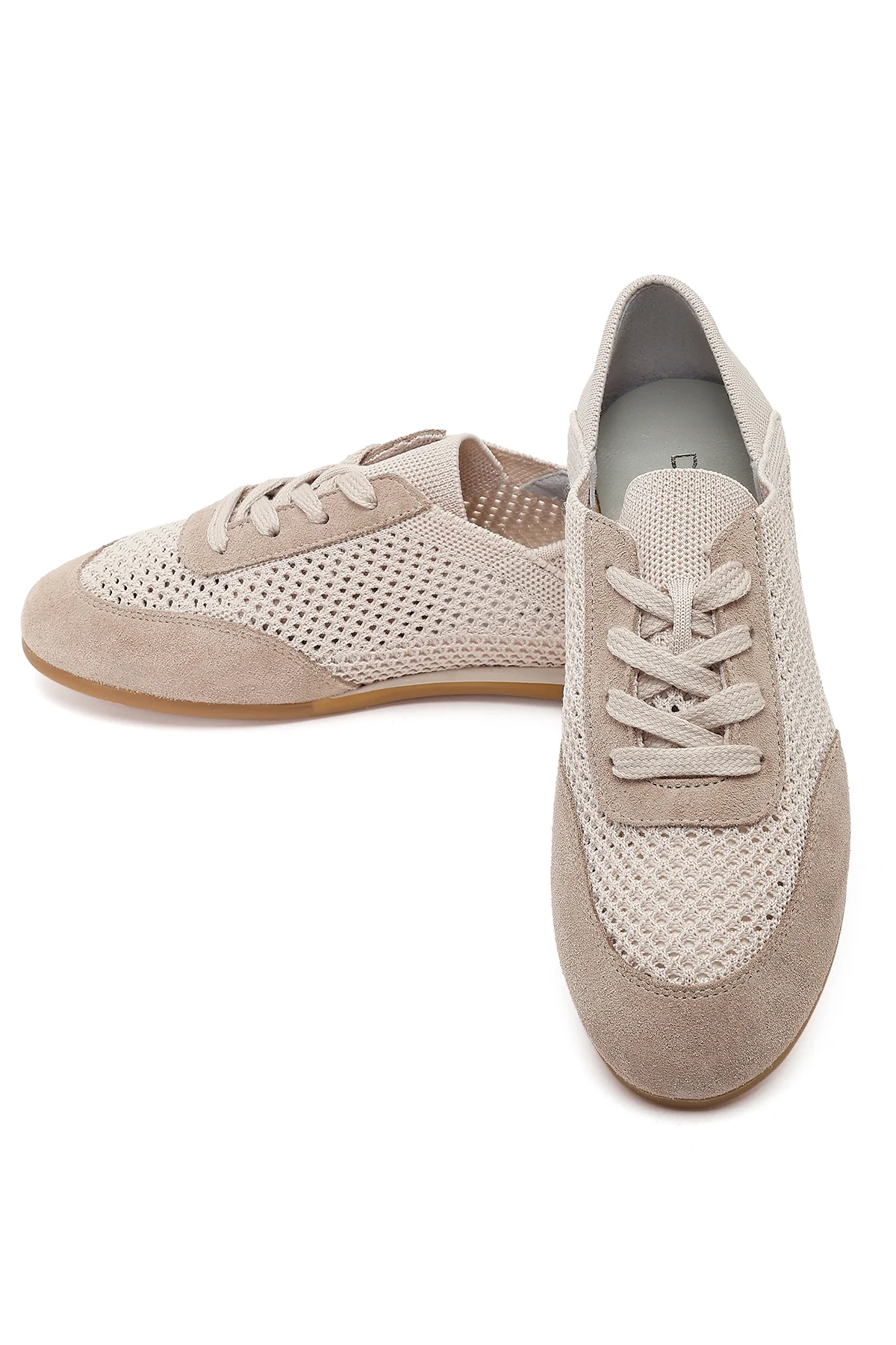 Kadın Bej Bağcıklı Deri Sneaker - Image 11