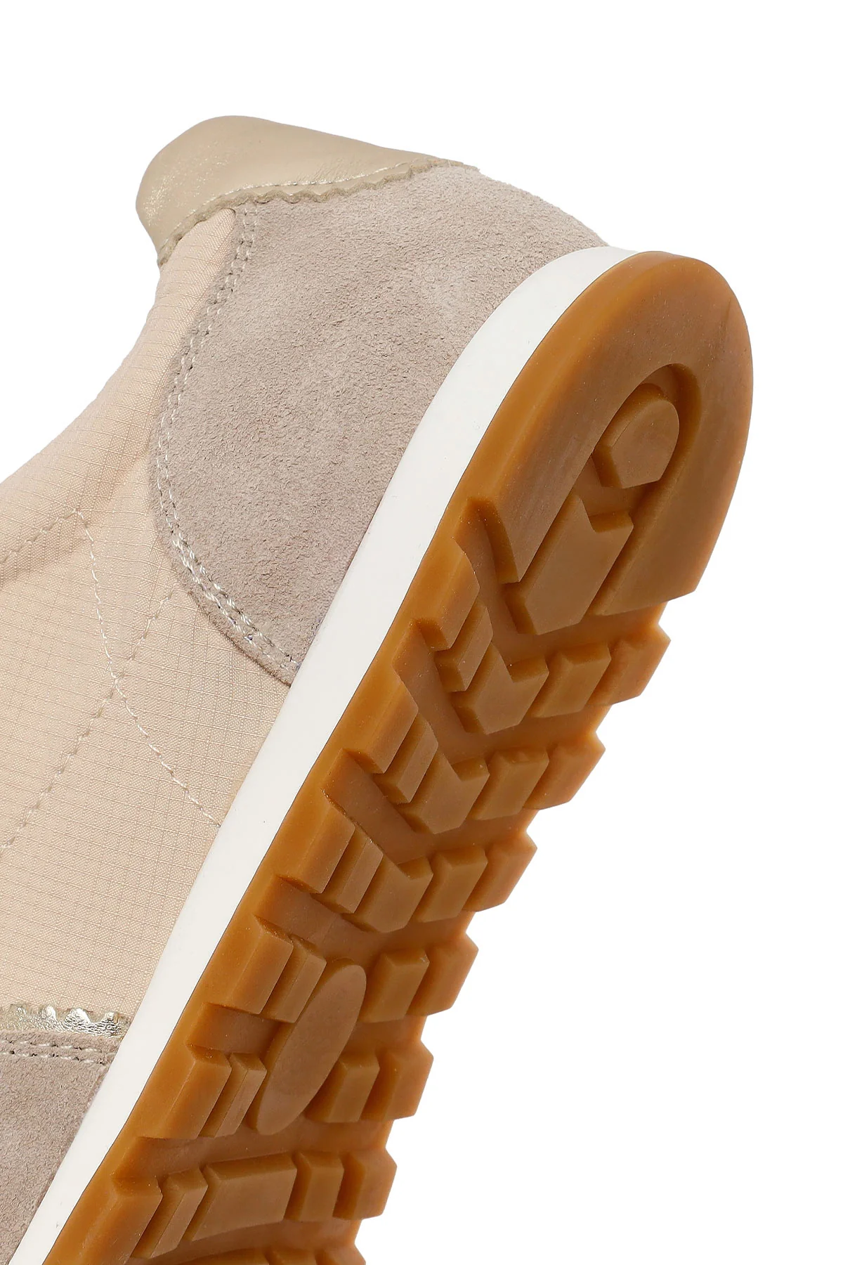 Kadın Bej Bağcıklı Deri Sneaker - Image 8