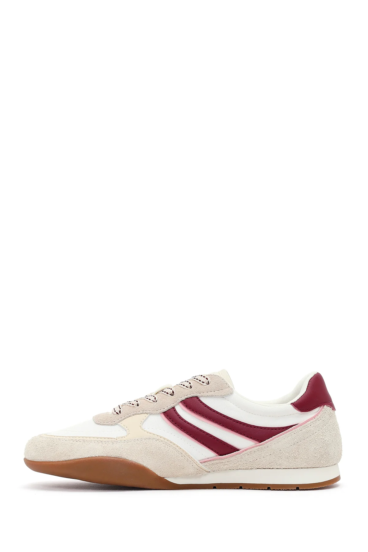Kadın Bej Bağcıklı Deri Sneaker - Image 2
