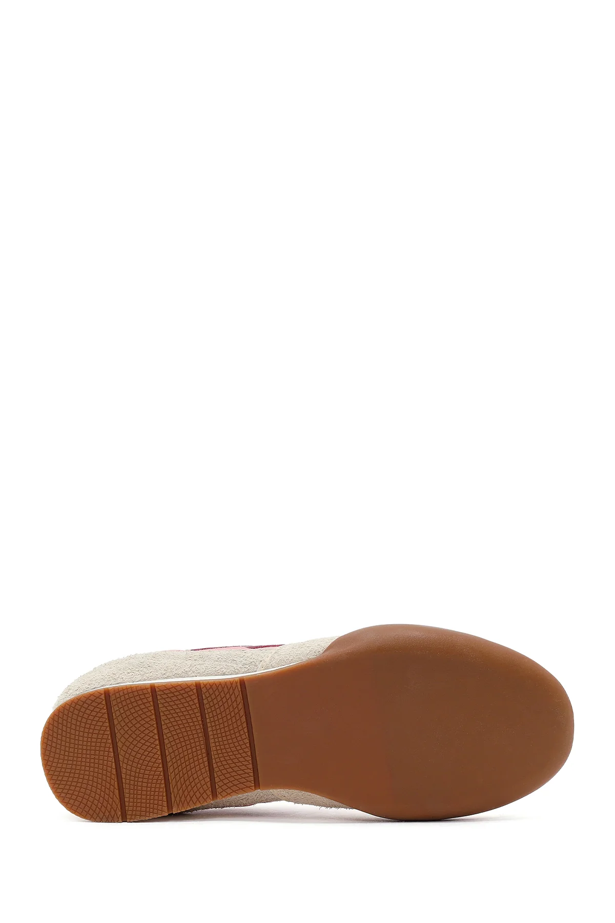 Kadın Bej Bağcıklı Deri Sneaker - Image 4