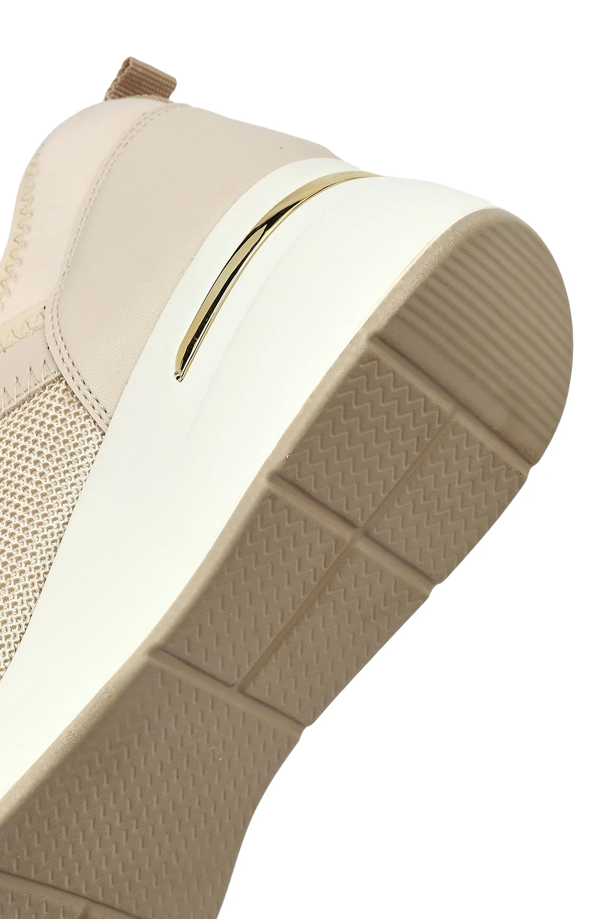 Kadın Bej Bağcıklı Dolgu Topuklu Sneaker - Image 8