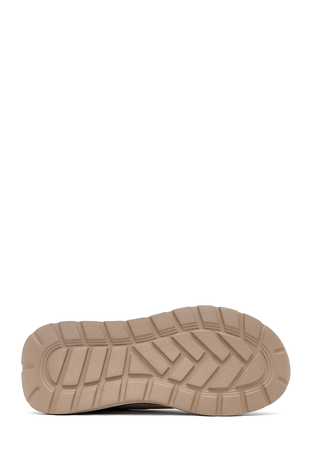 Kadın Bej Bağcıklı Kalın Tabanlı Deri Sneaker - Image 4