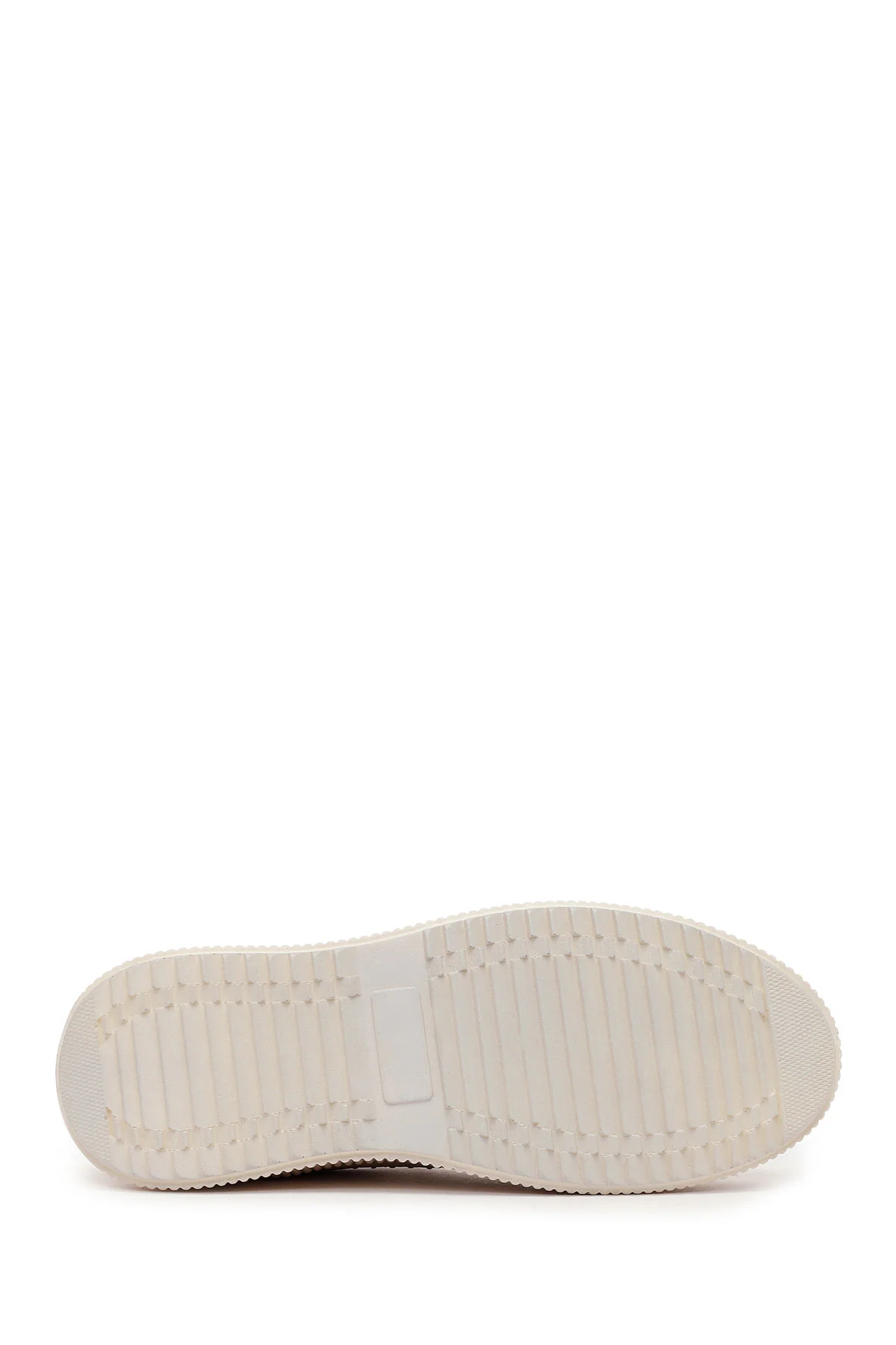 Kadın Bej Bağcıklı Kalın Tabanlı Deri Sneaker - Image 5