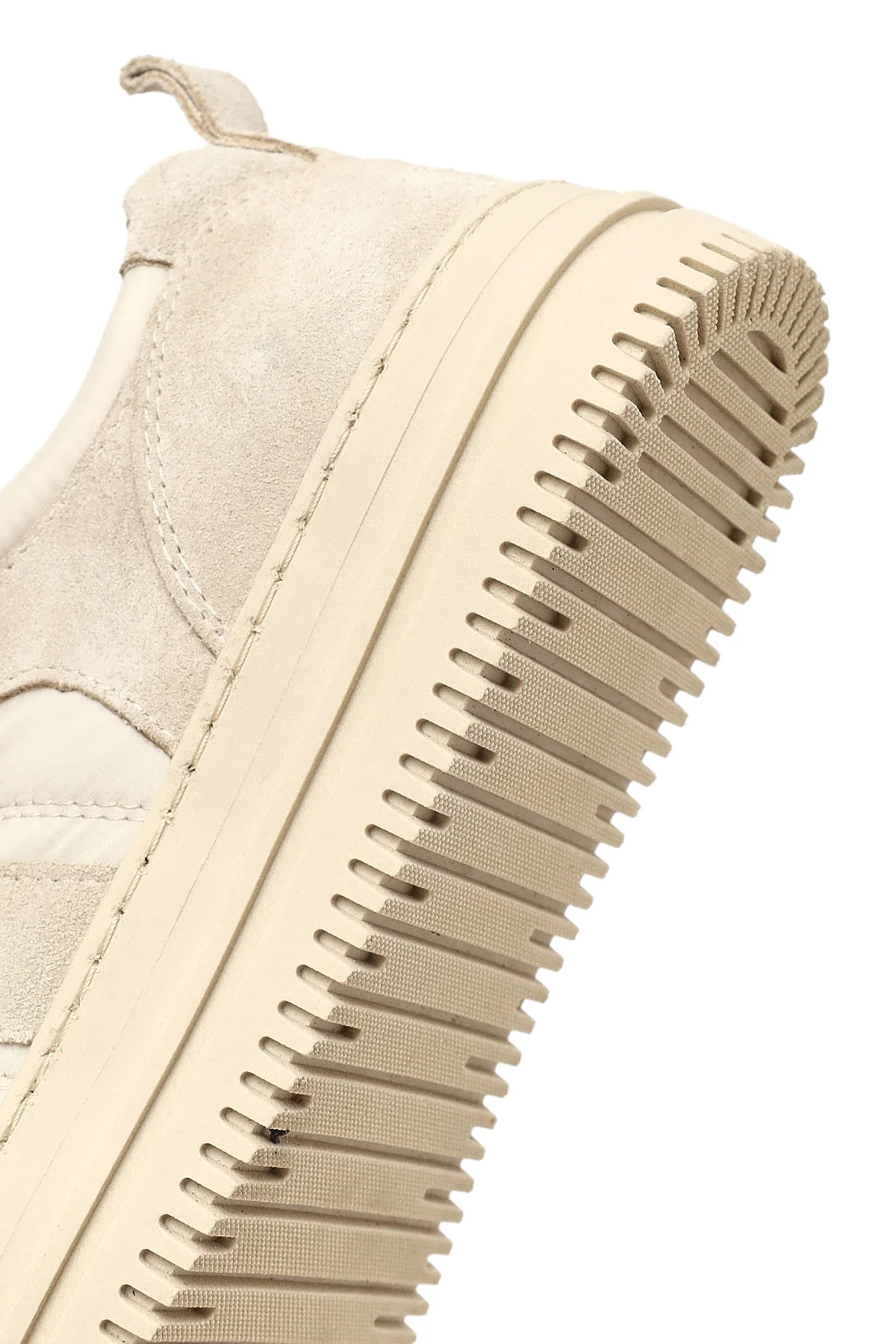 Kadın Bej Bağcıklı Kalın Tabanlı Desenli Deri Sneaker - Image 9