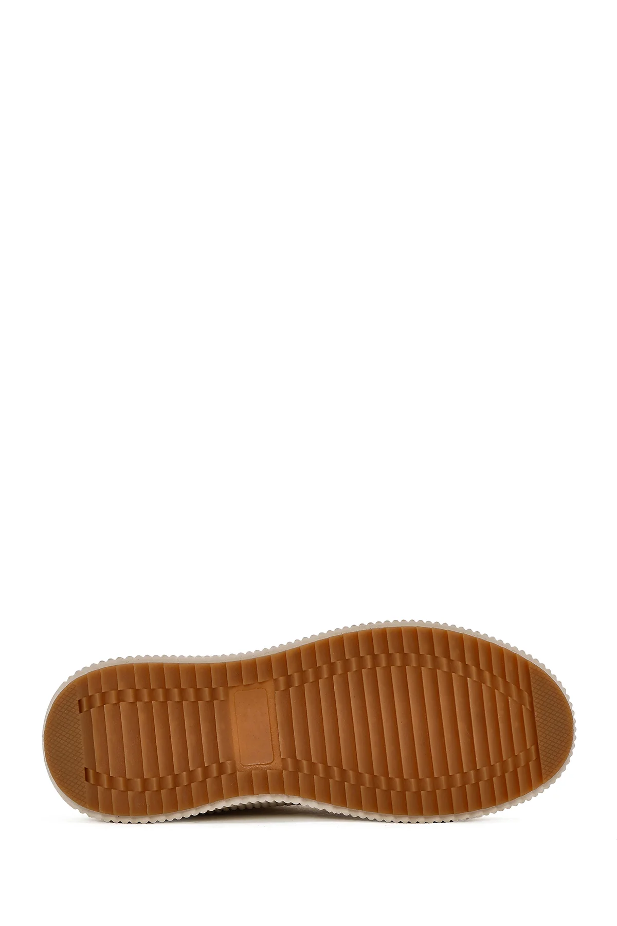 Kadın Bej Bağcıklı Kalın Tabanlı Örgülü Sneaker - Image 5