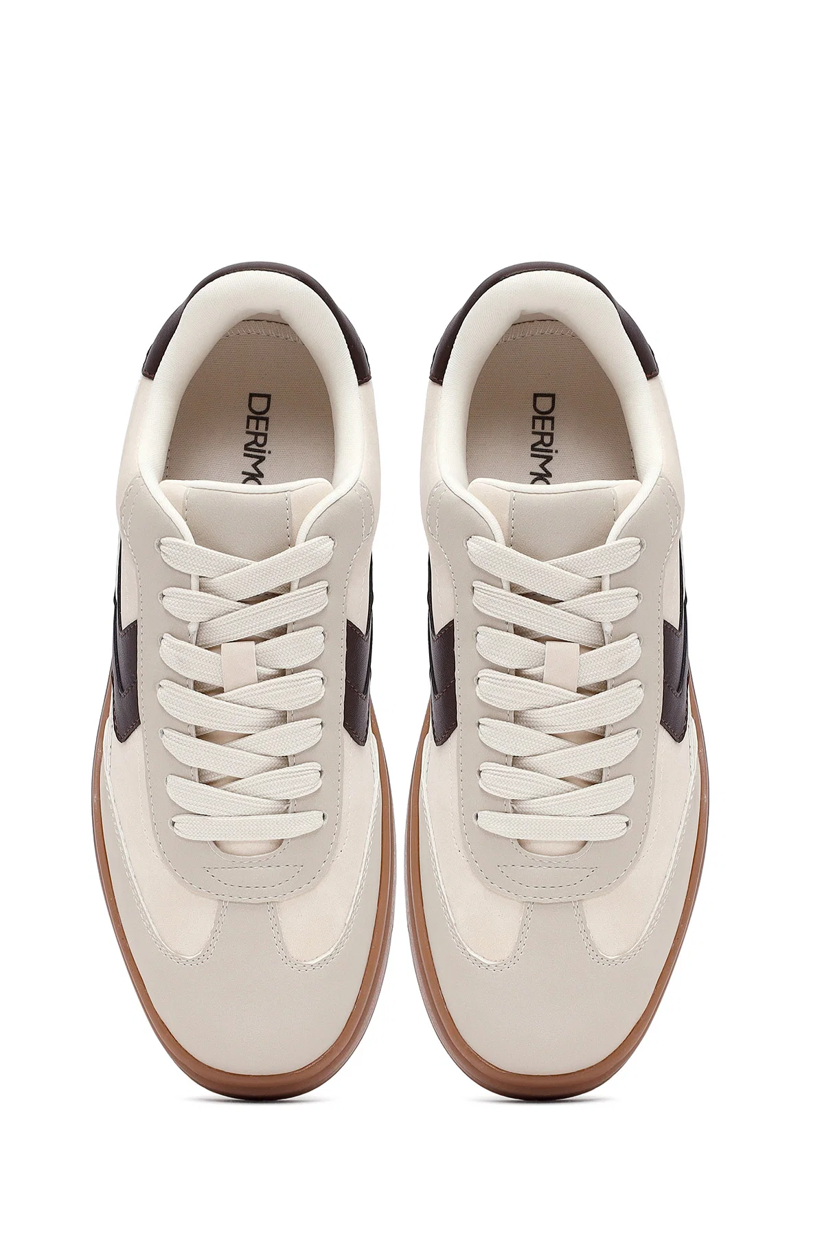 Kadın Bej Bağcıklı Kalın Tabanlı Sneaker - Image 7