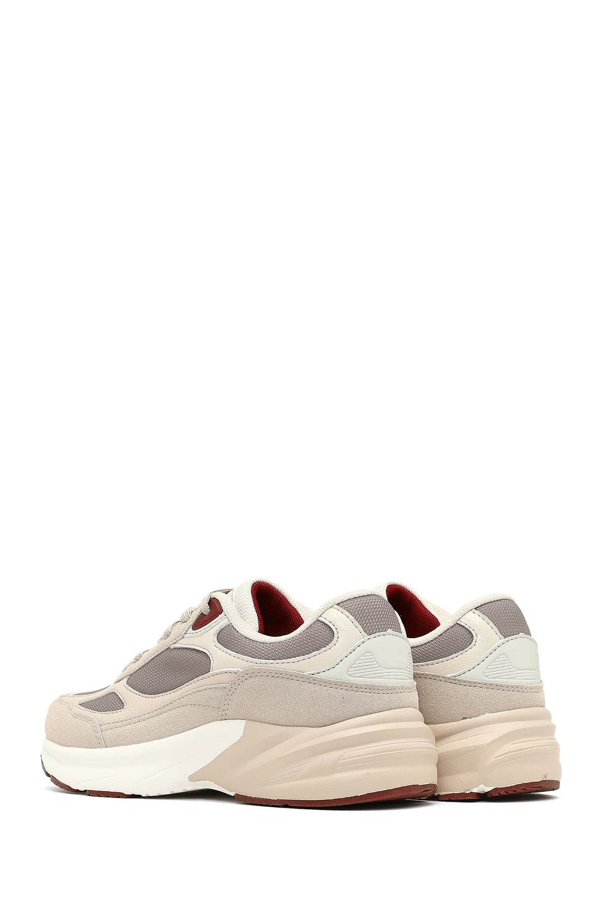 Kadın Bej Bağcıklı Kalın Tabanlı Sneaker - Image 5