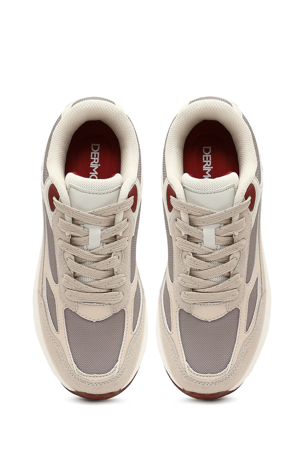Kadın Bej Bağcıklı Kalın Tabanlı Sneaker - Image 7