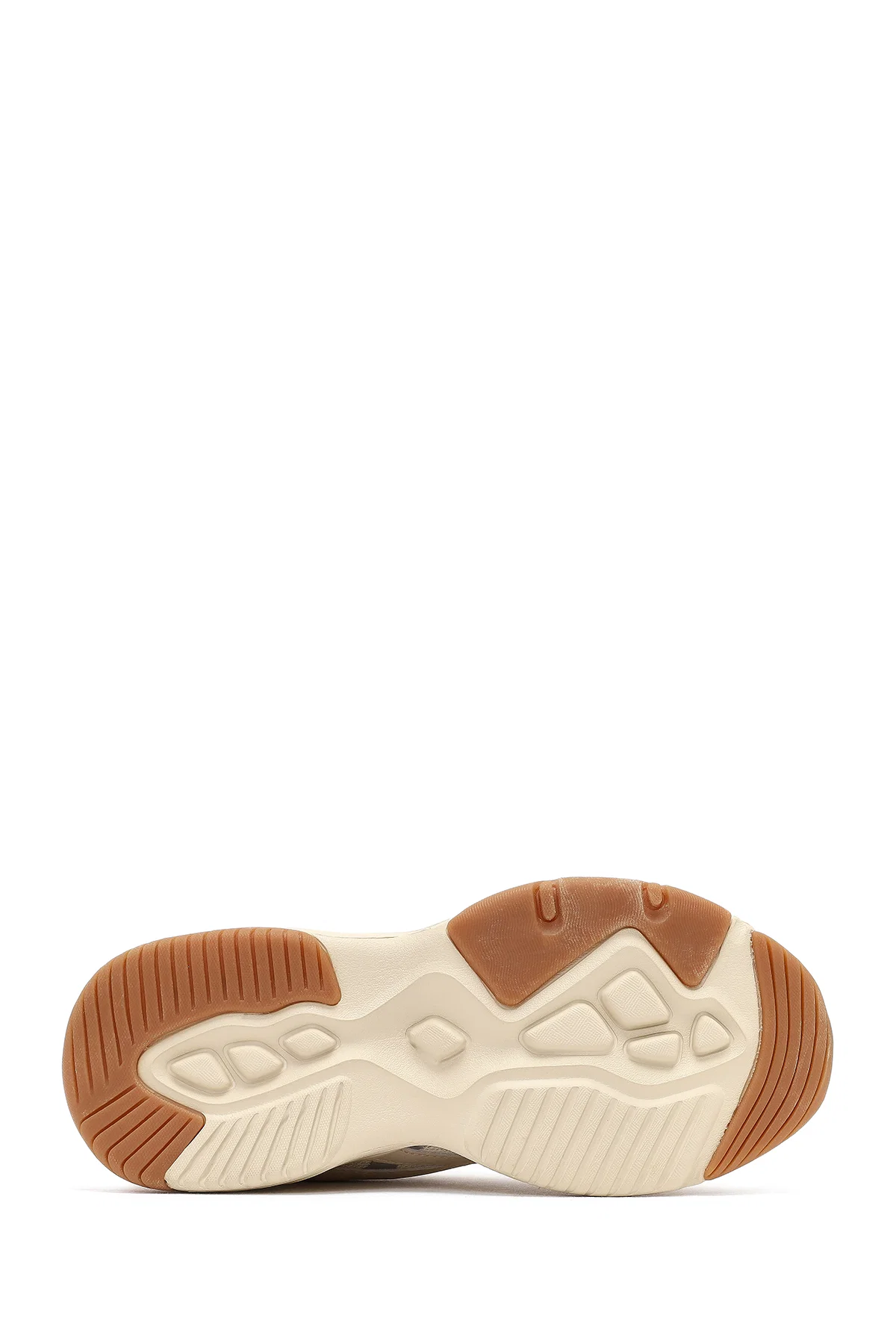 Kadın Bej Bağcıklı Kalın Tabanlı Sneaker - Image 4