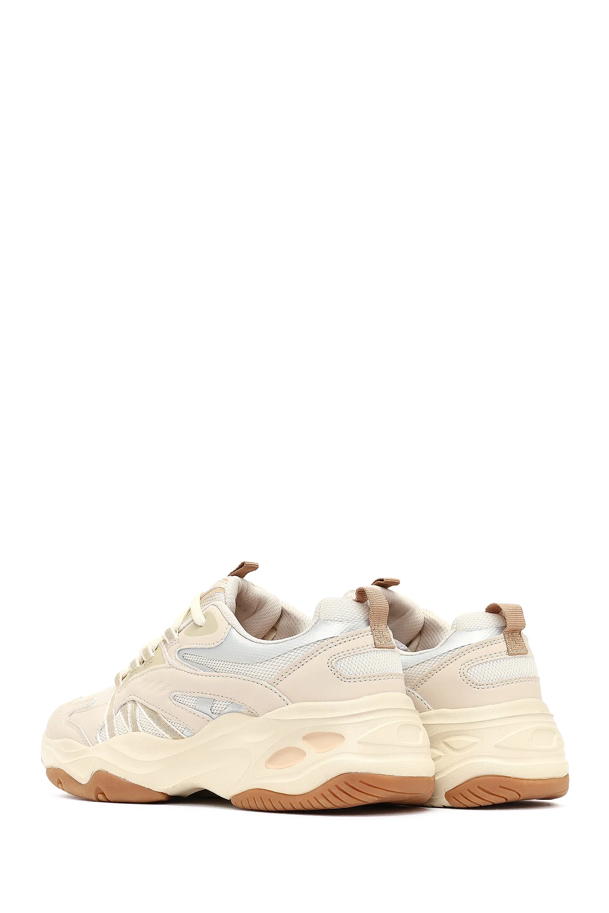 Kadın Bej Bağcıklı Kalın Tabanlı Sneaker - Image 5