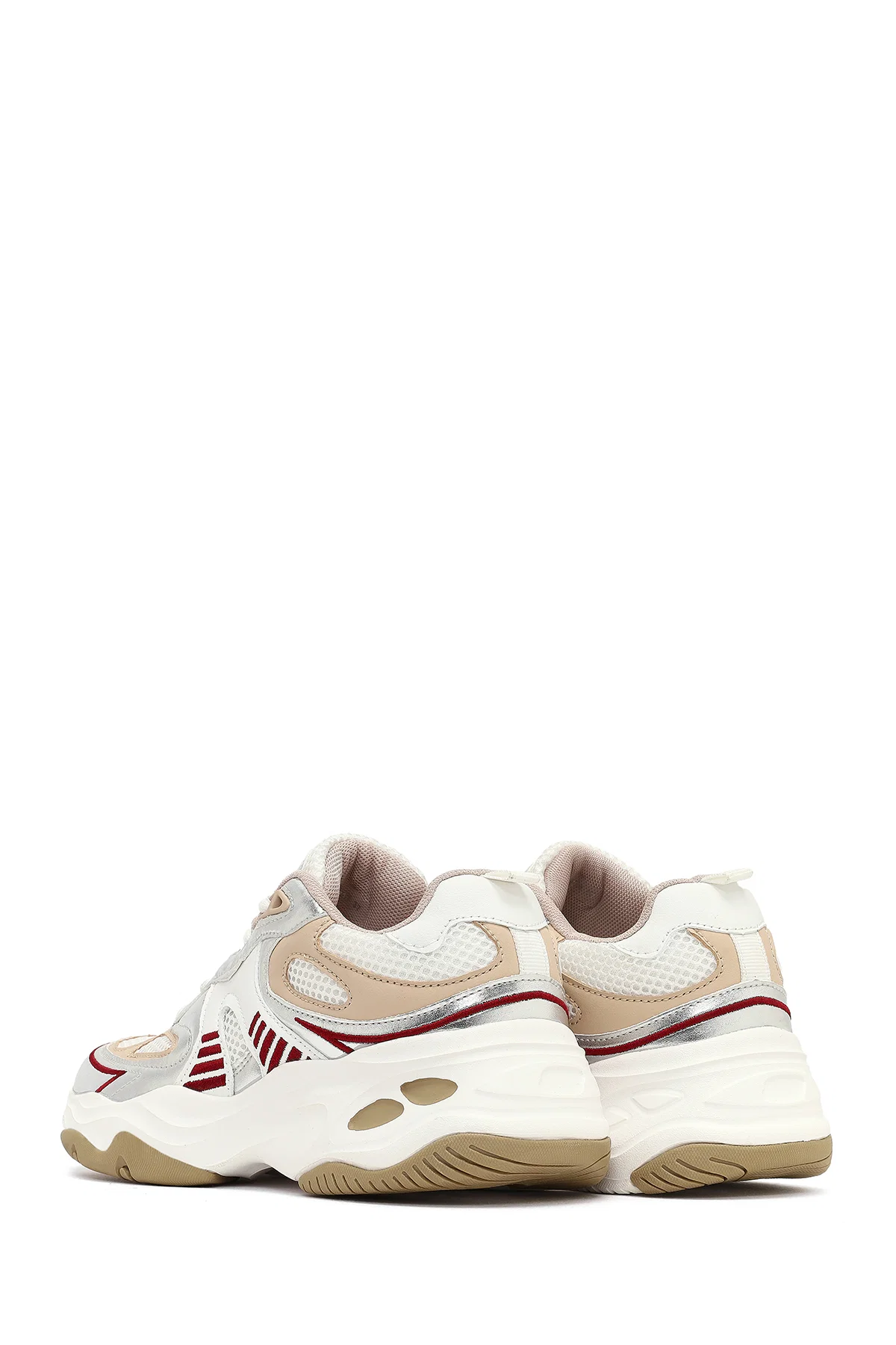 Kadın Bej Bağcıklı Kalın Tabanlı Sneaker - Image 5
