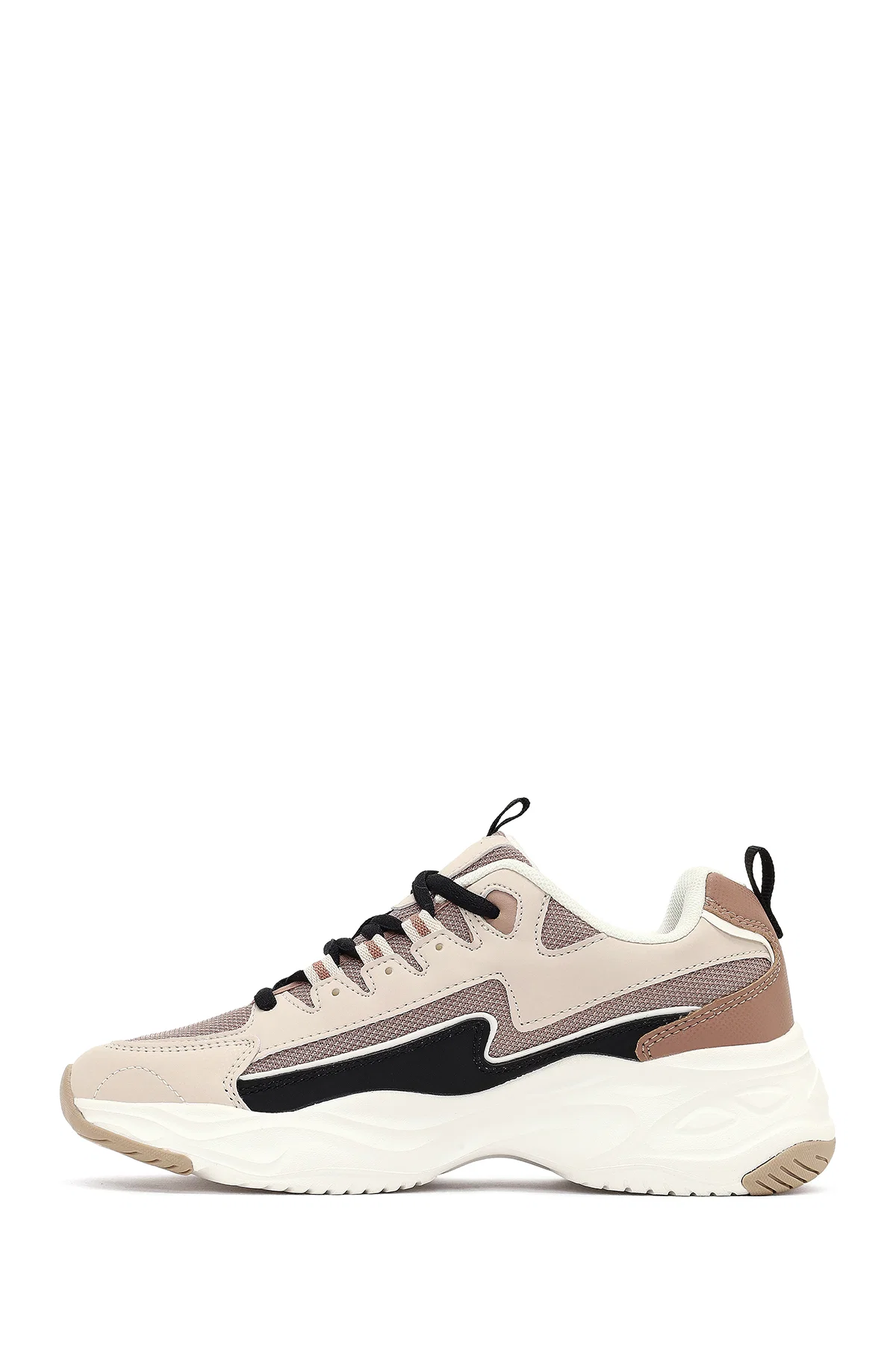 Kadın Bej Bağcıklı Kalın Tabanlı Sneaker - Image 2